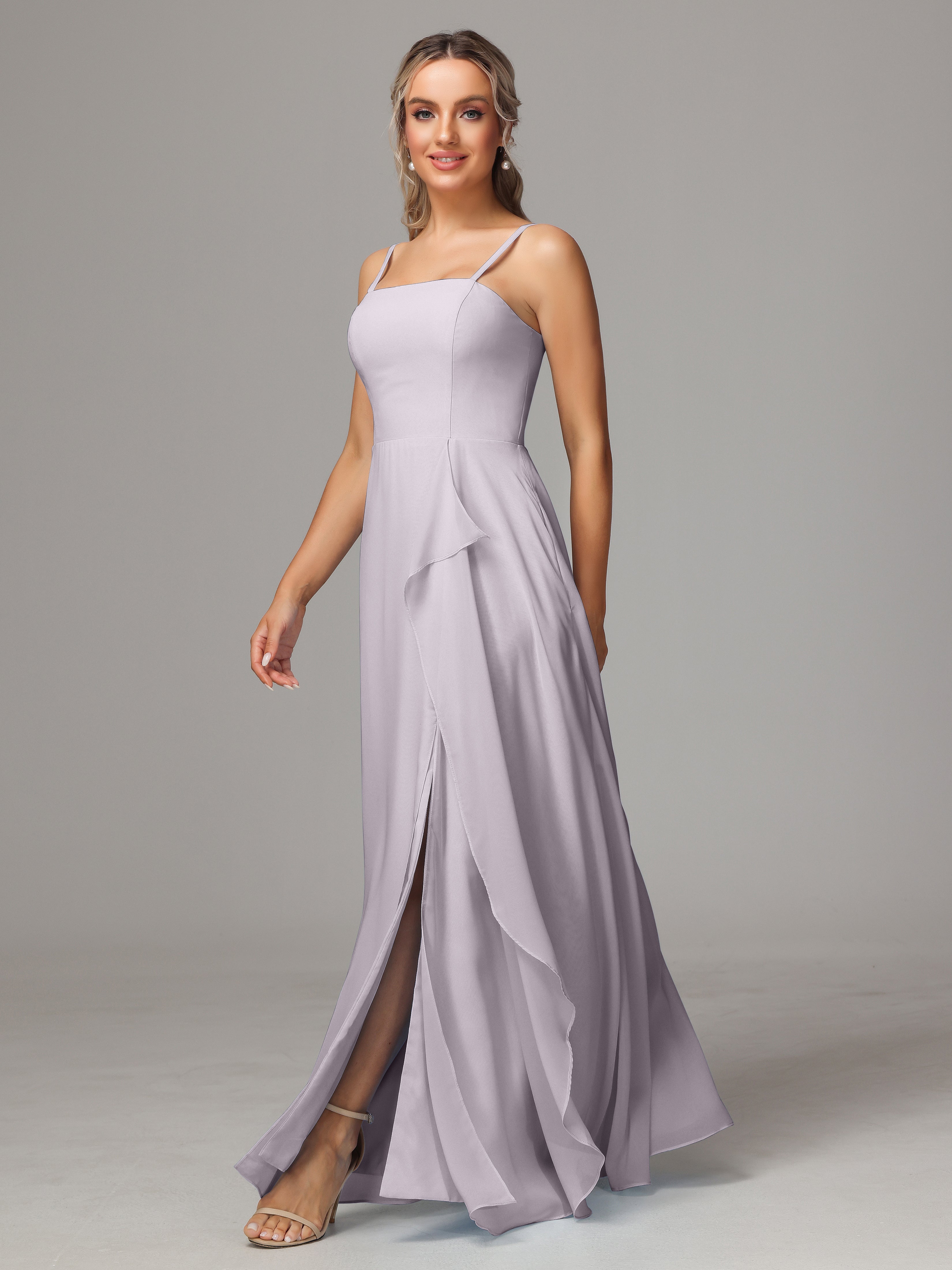 Spaghetti Straps Chiffon Wedding Guest Dress With Pockets