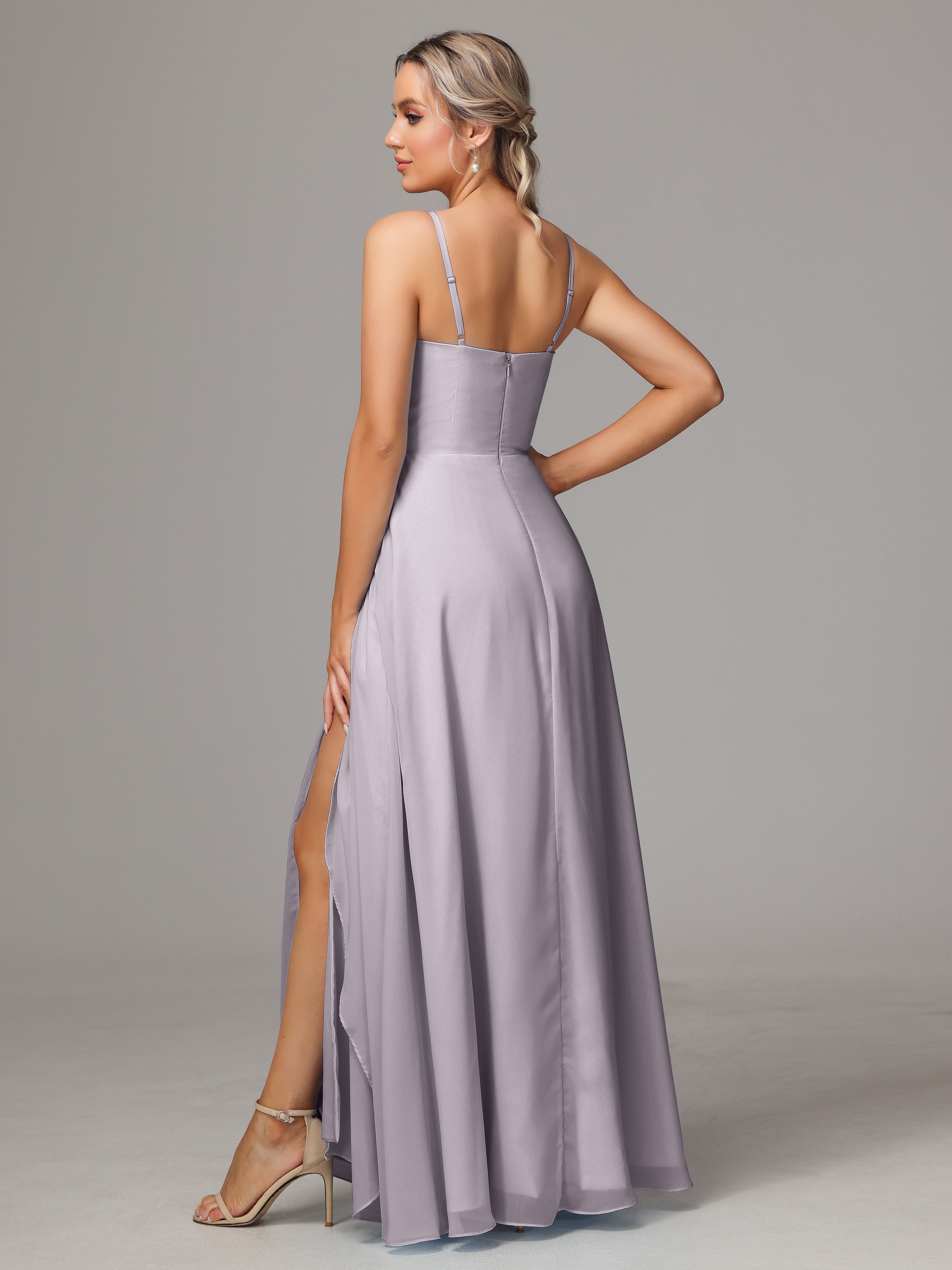 Spaghetti Straps Chiffon Wedding Guest Dress With Pockets