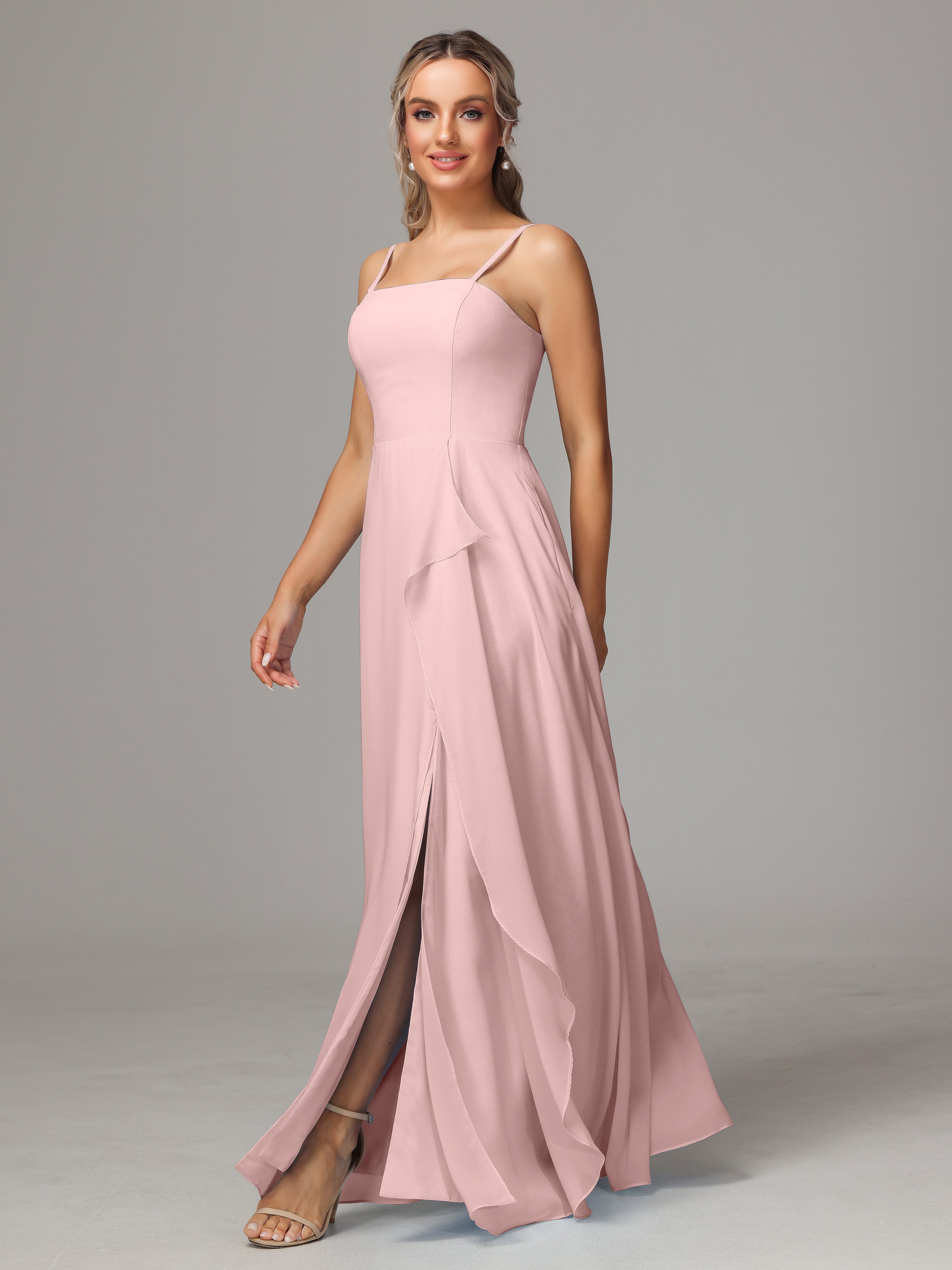 Spaghetti Straps Chiffon Wedding Guest Dress With Pockets