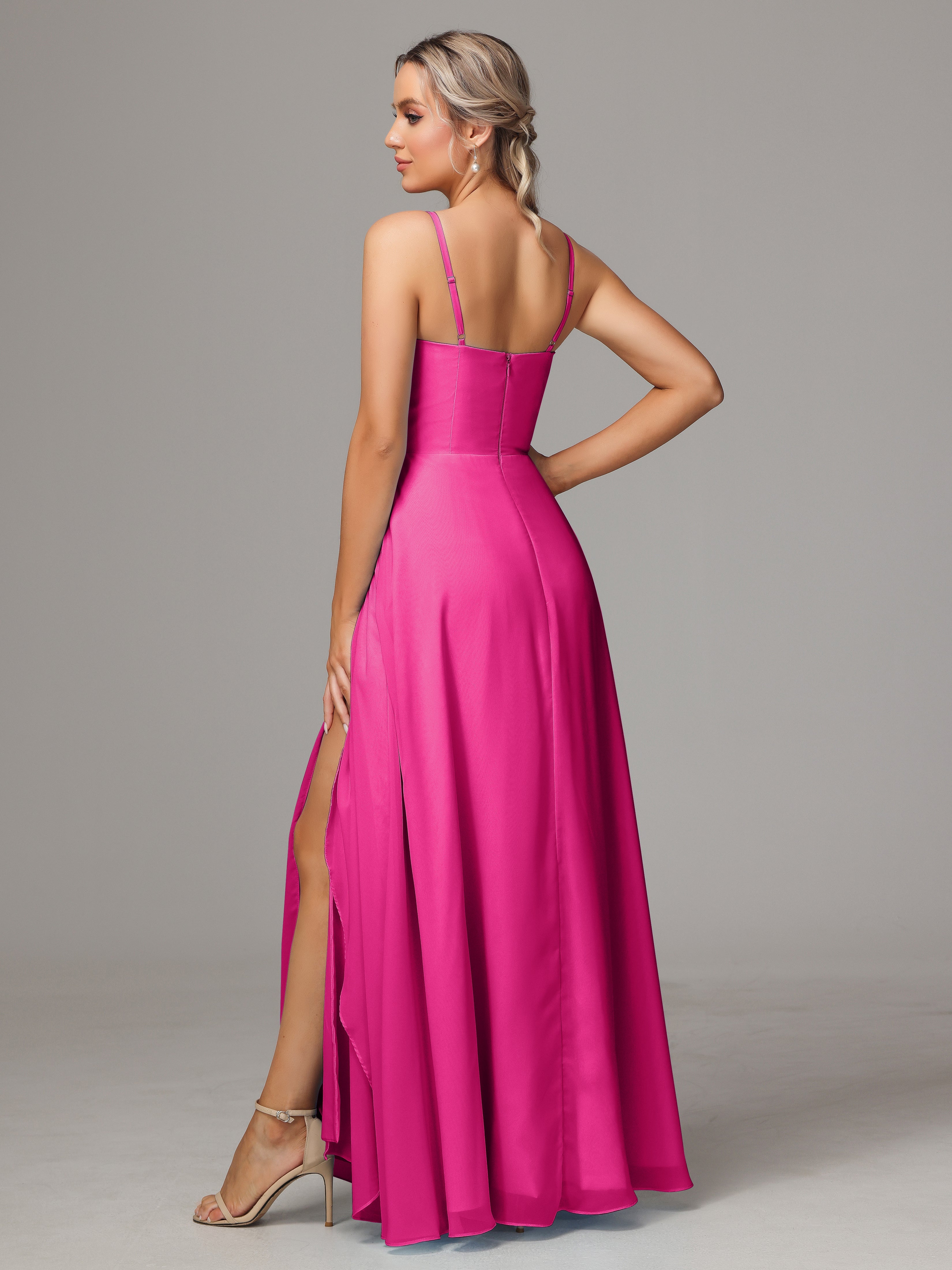 Spaghetti Straps Chiffon Wedding Guest Dress With Pockets