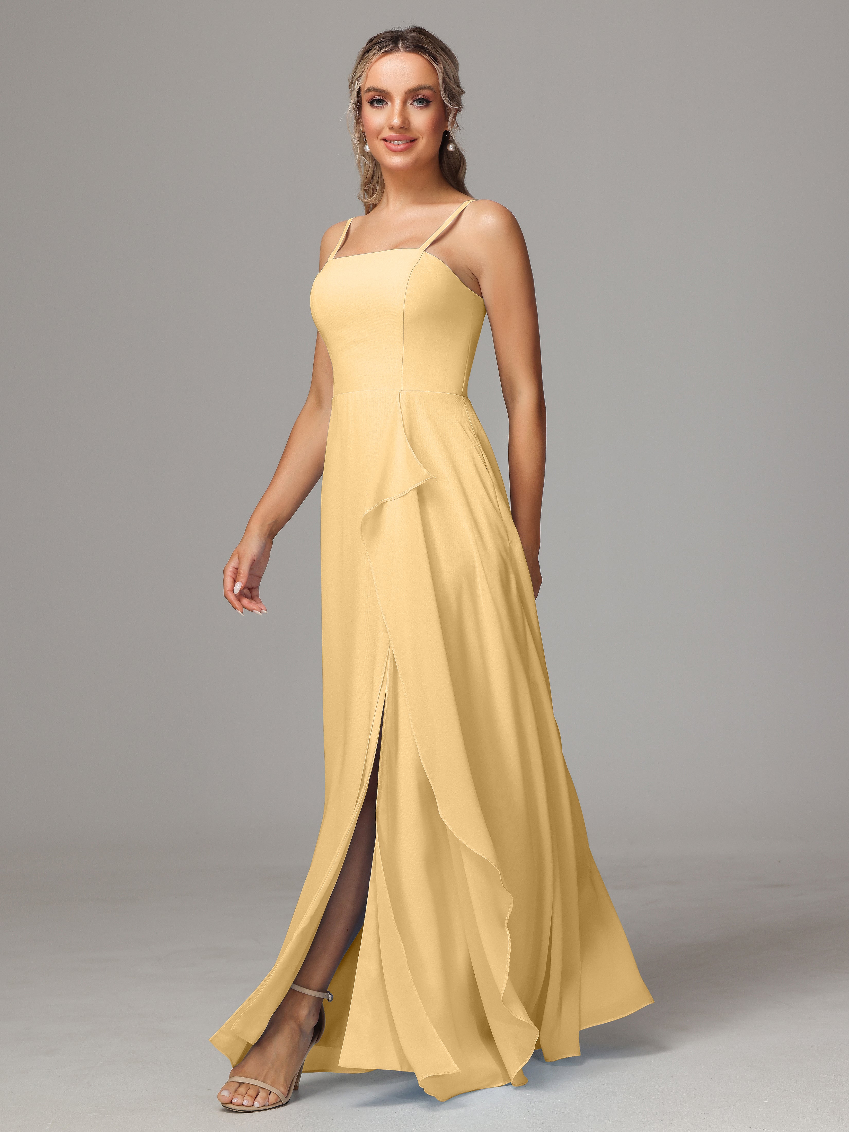 Spaghetti Straps Chiffon Wedding Guest Dress With Pockets