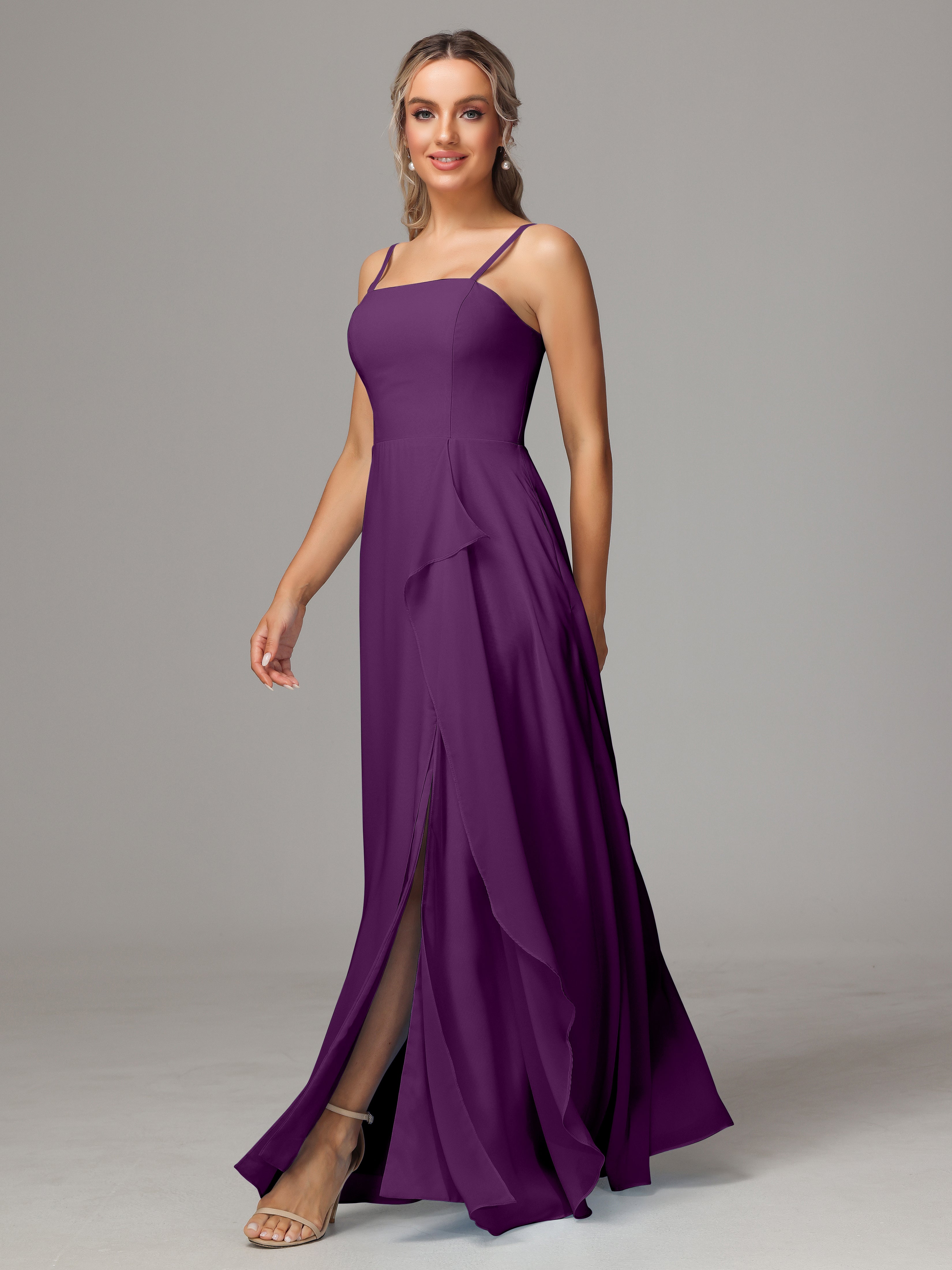 Spaghetti Straps Chiffon Wedding Guest Dress With Pockets