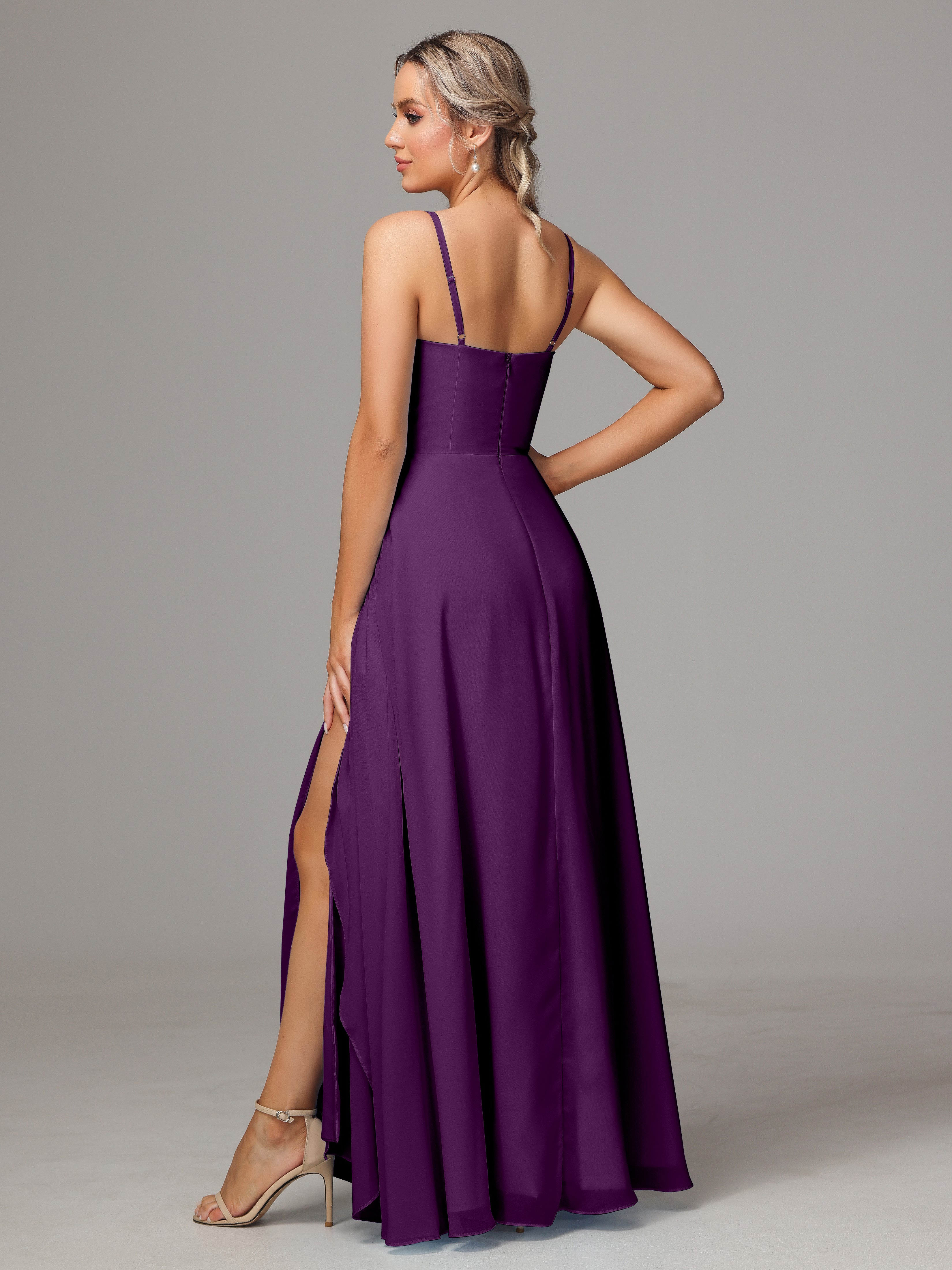 Spaghetti Straps Chiffon Wedding Guest Dress With Pockets