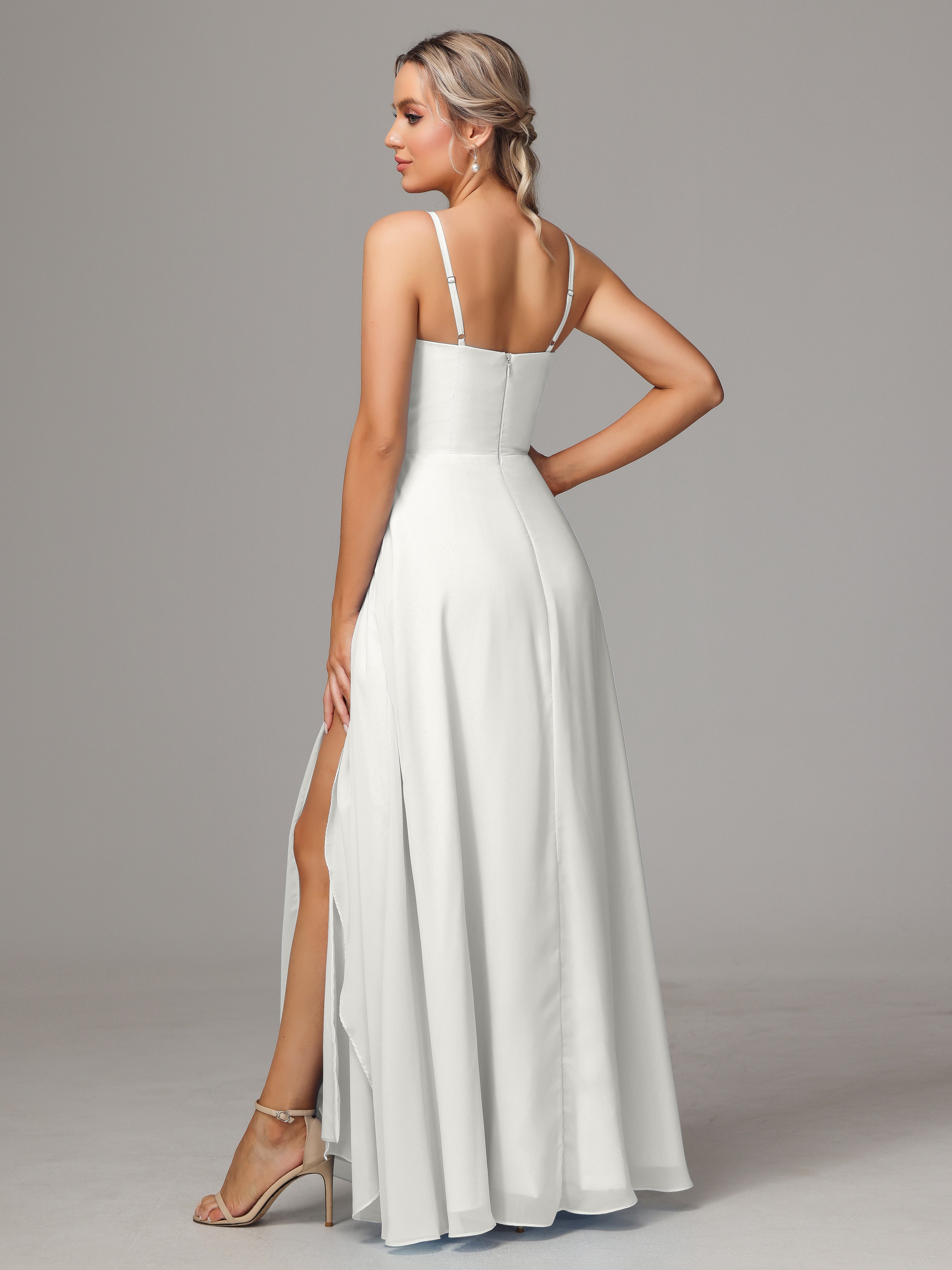 Spaghetti Straps Chiffon Wedding Guest Dress With Pockets