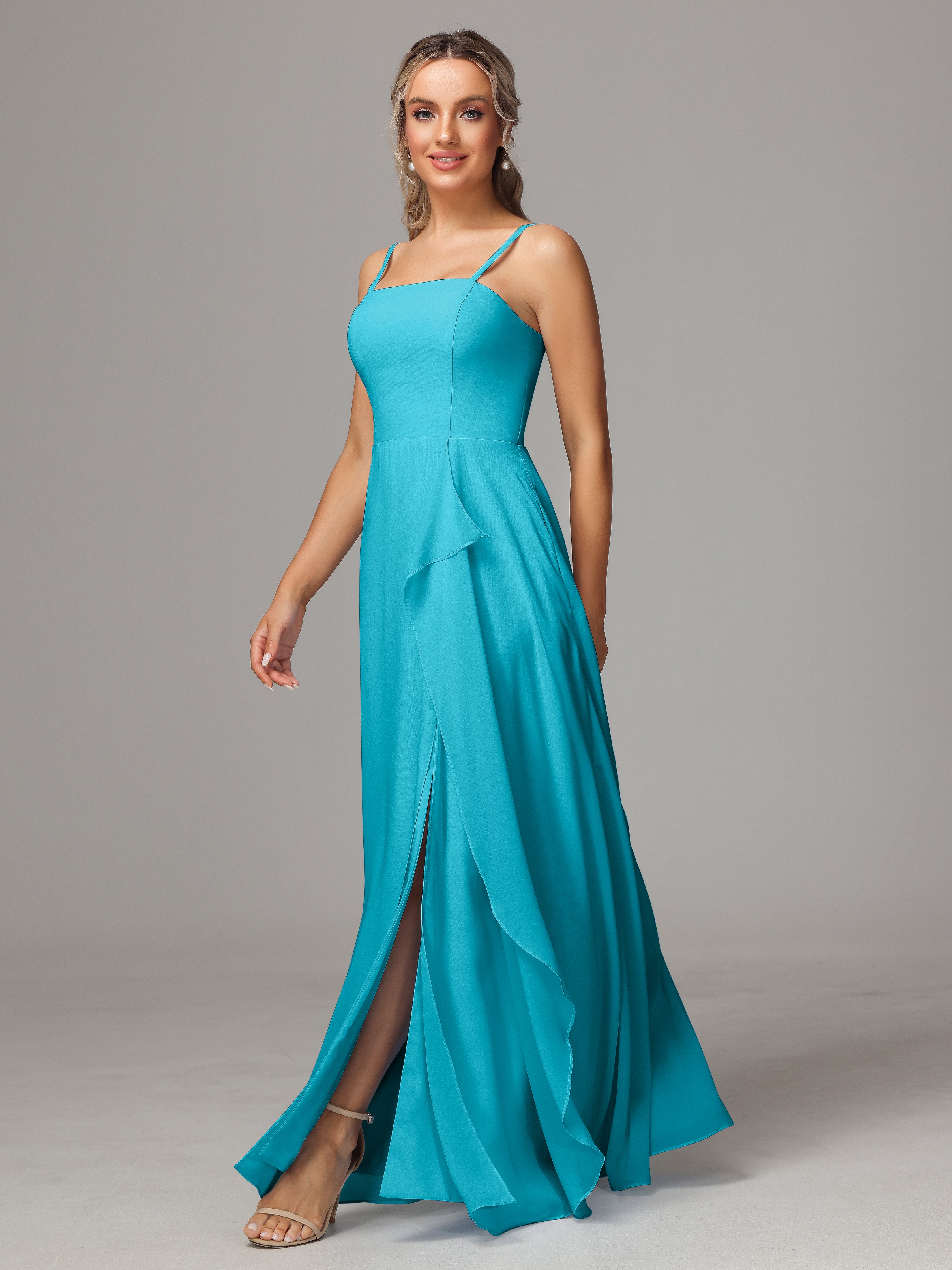 Spaghetti Straps Chiffon Wedding Guest Dress With Pockets