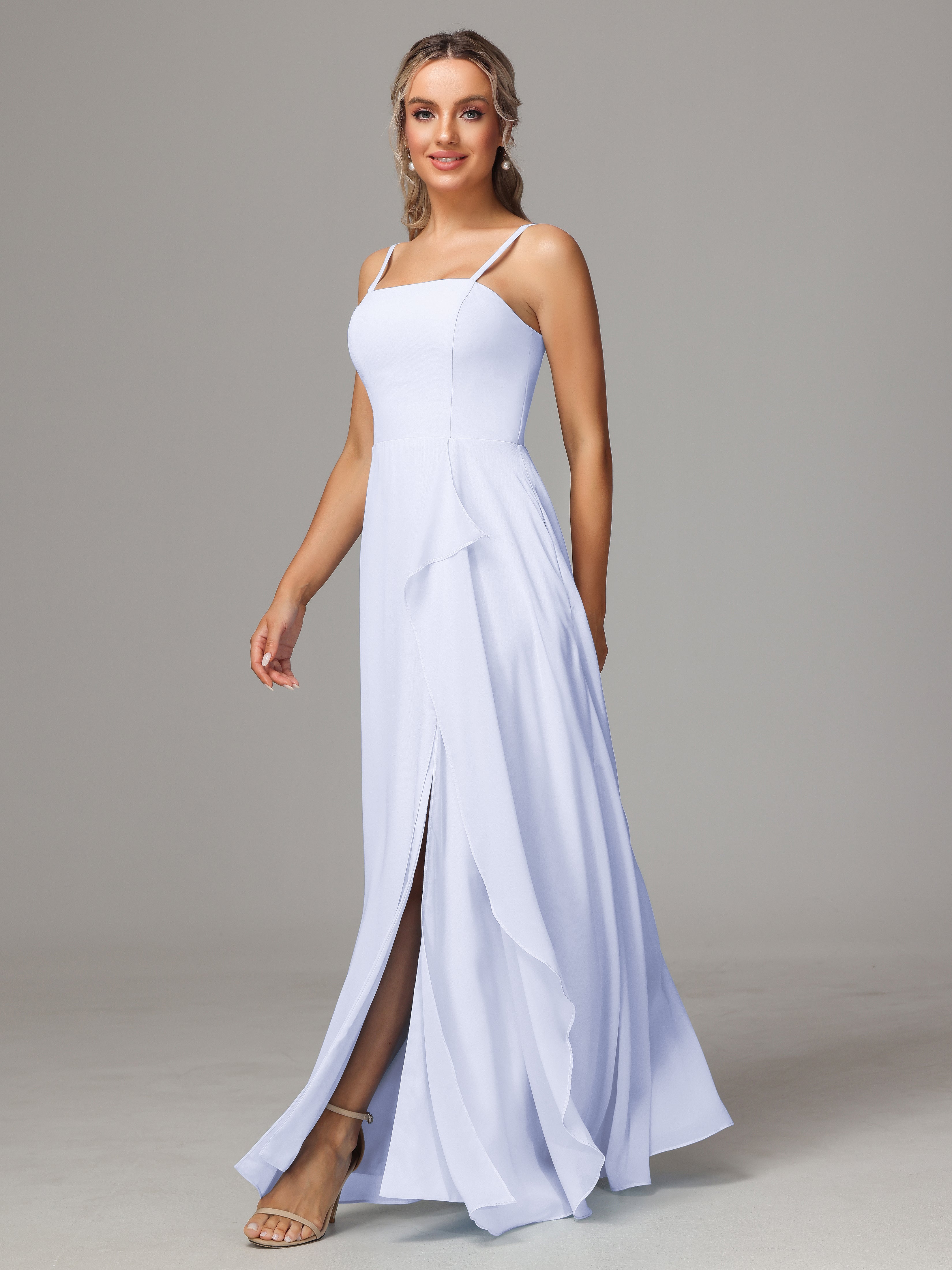 Spaghetti Straps Chiffon Wedding Guest Dress With Pockets