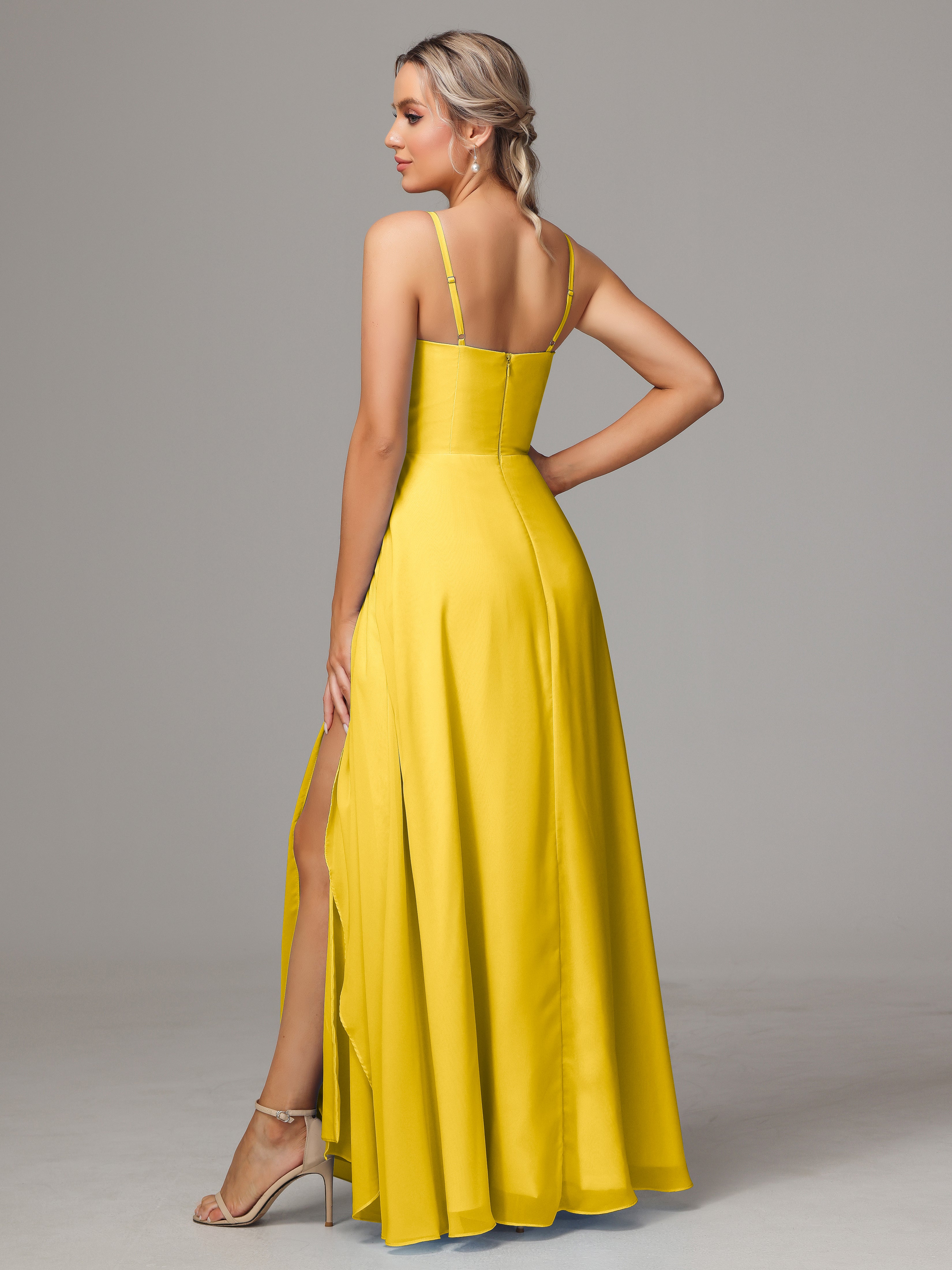 Spaghetti Straps Chiffon Wedding Guest Dress With Pockets