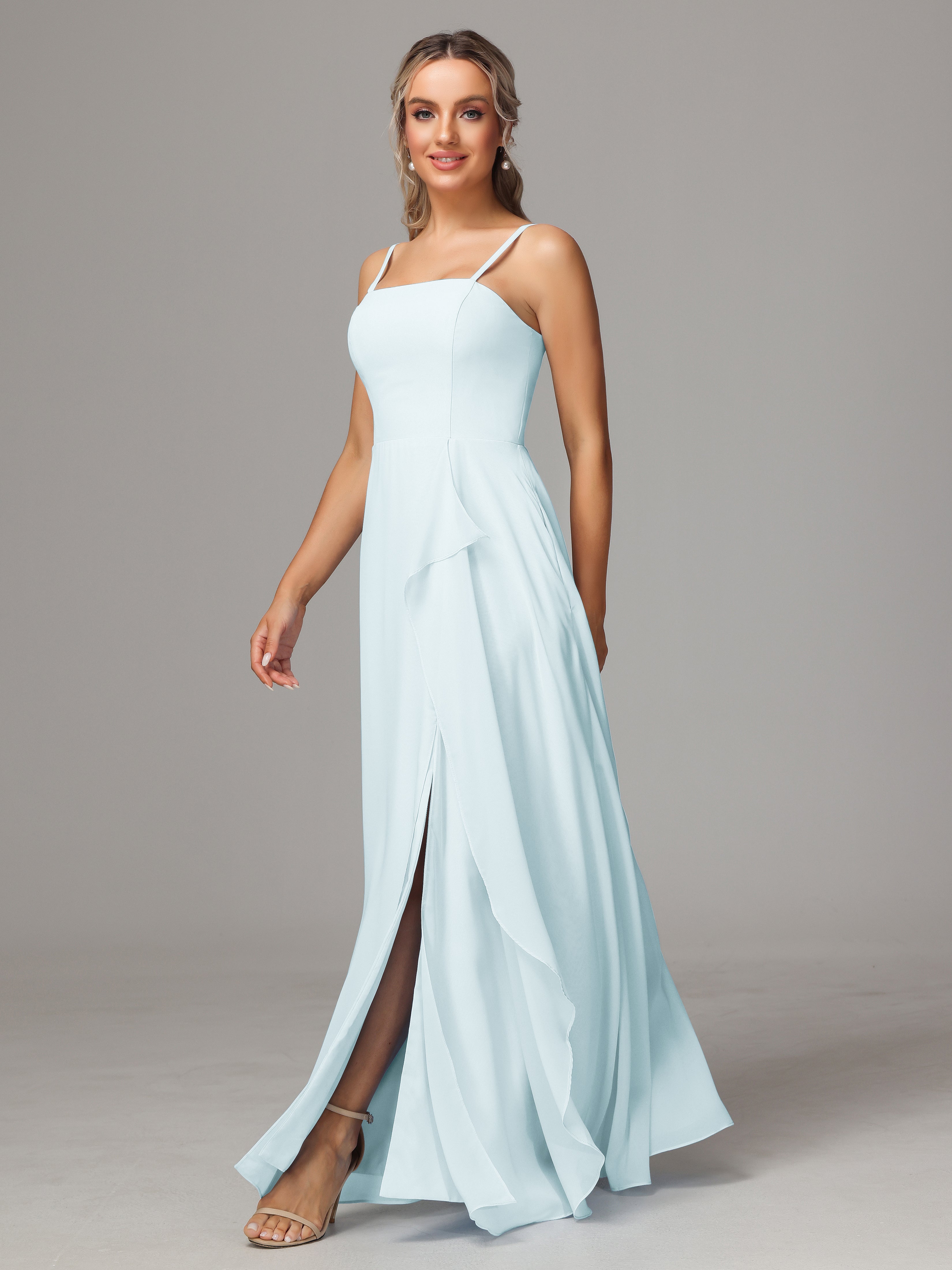 Spaghetti Straps Chiffon Wedding Guest Dress With Pockets