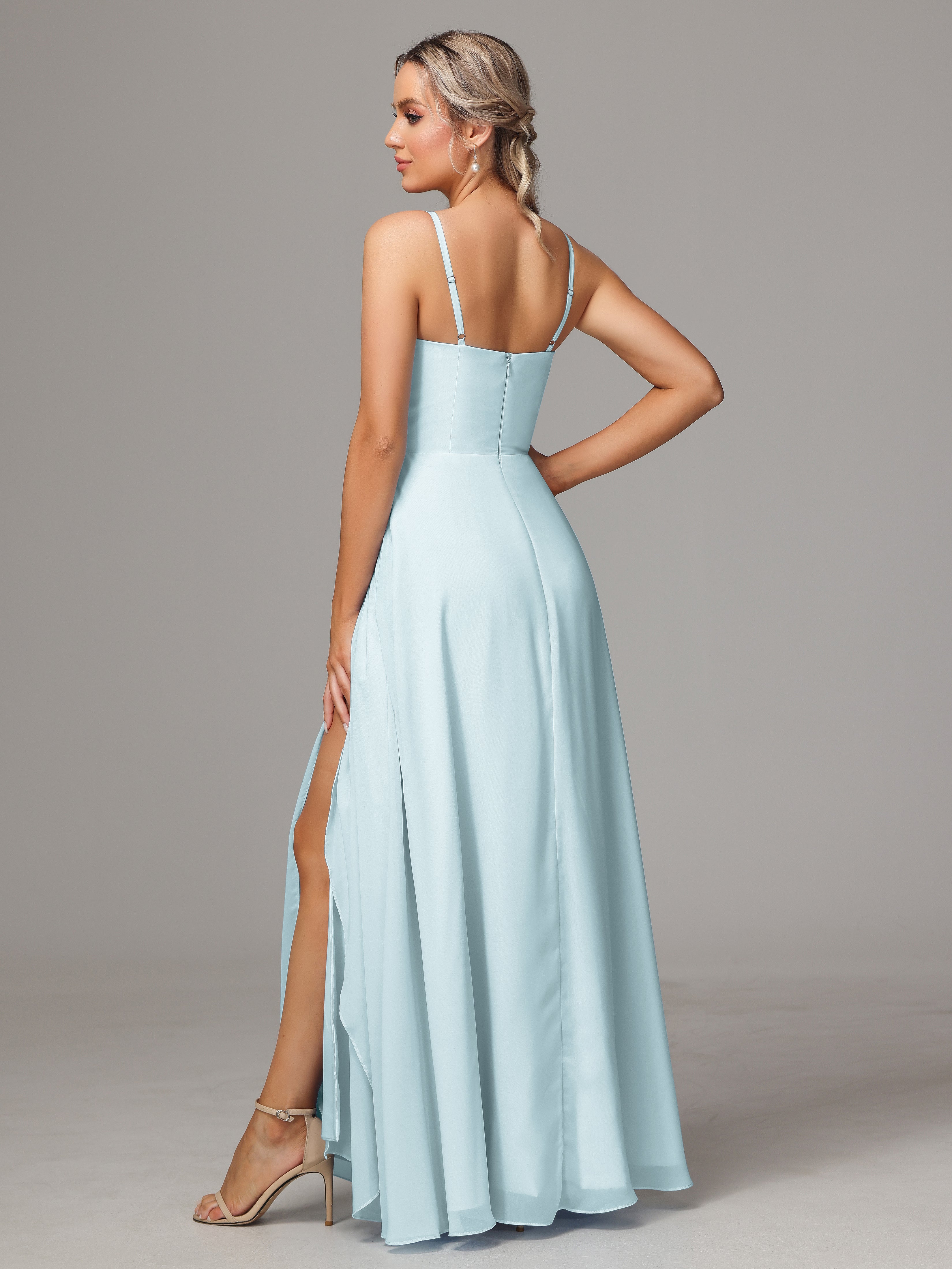 Spaghetti Straps Chiffon Wedding Guest Dress With Pockets