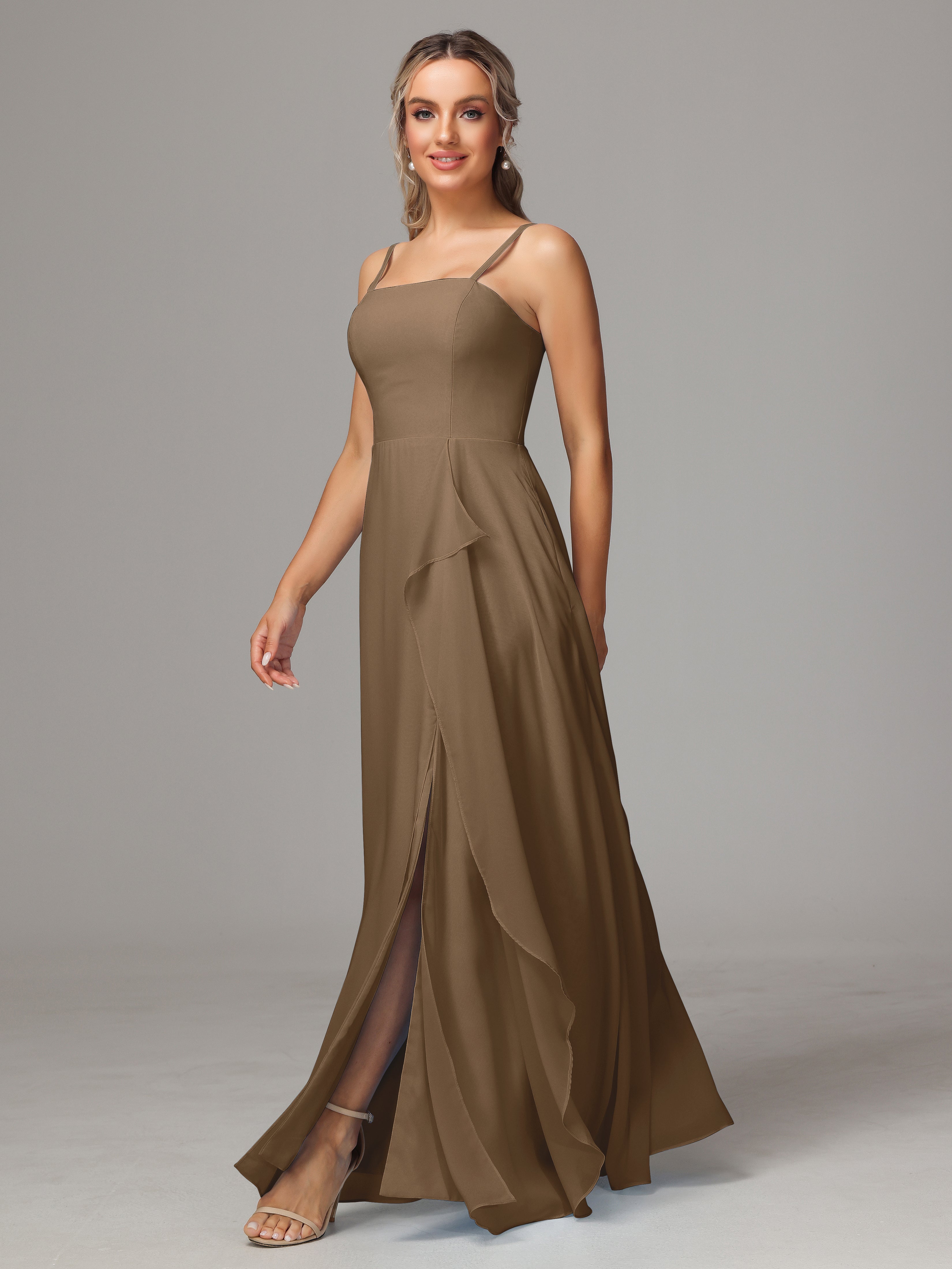 Spaghetti Straps Chiffon Wedding Guest Dress With Pockets