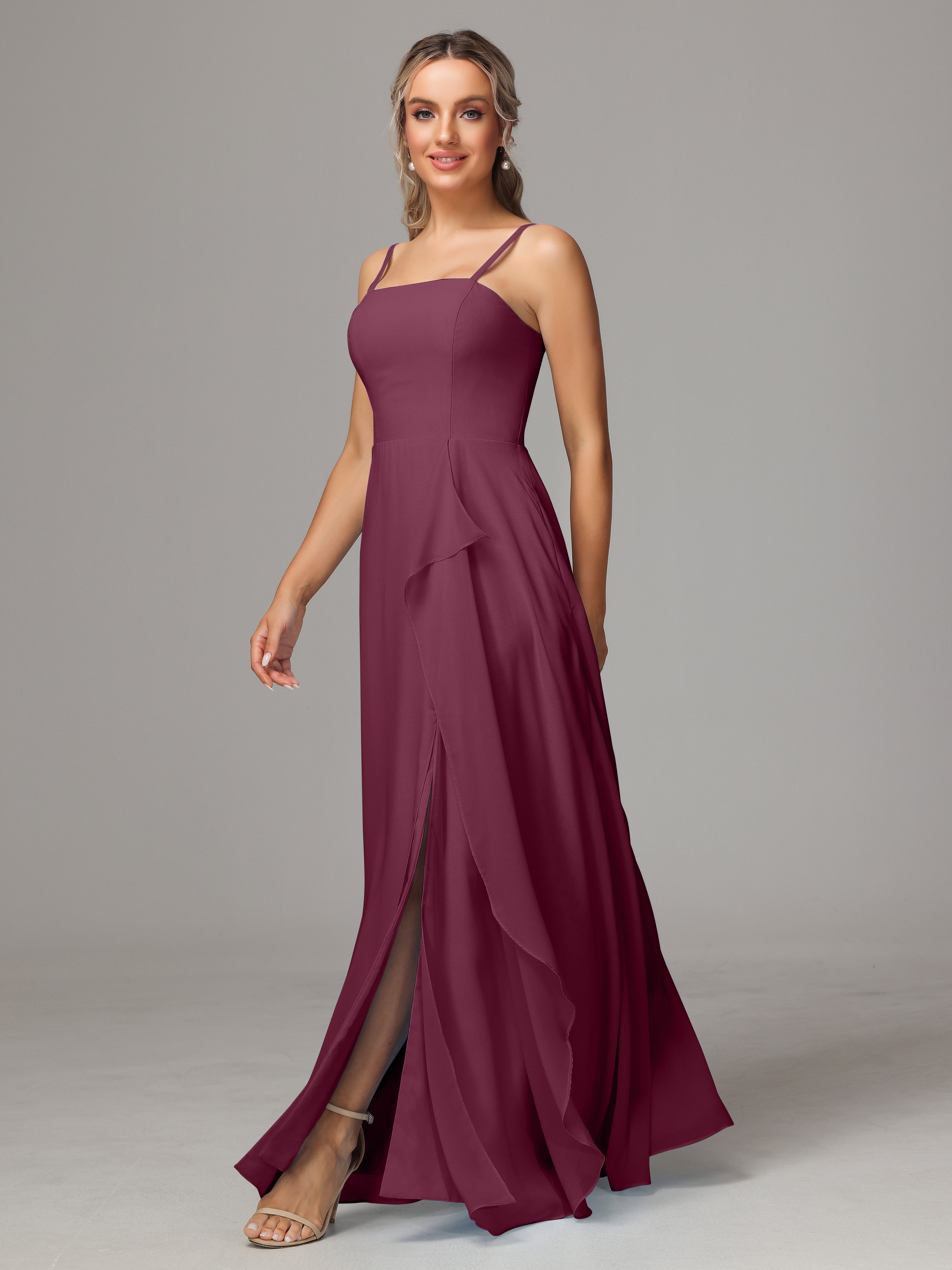 Spaghetti Straps Chiffon Wedding Guest Dress With Pockets