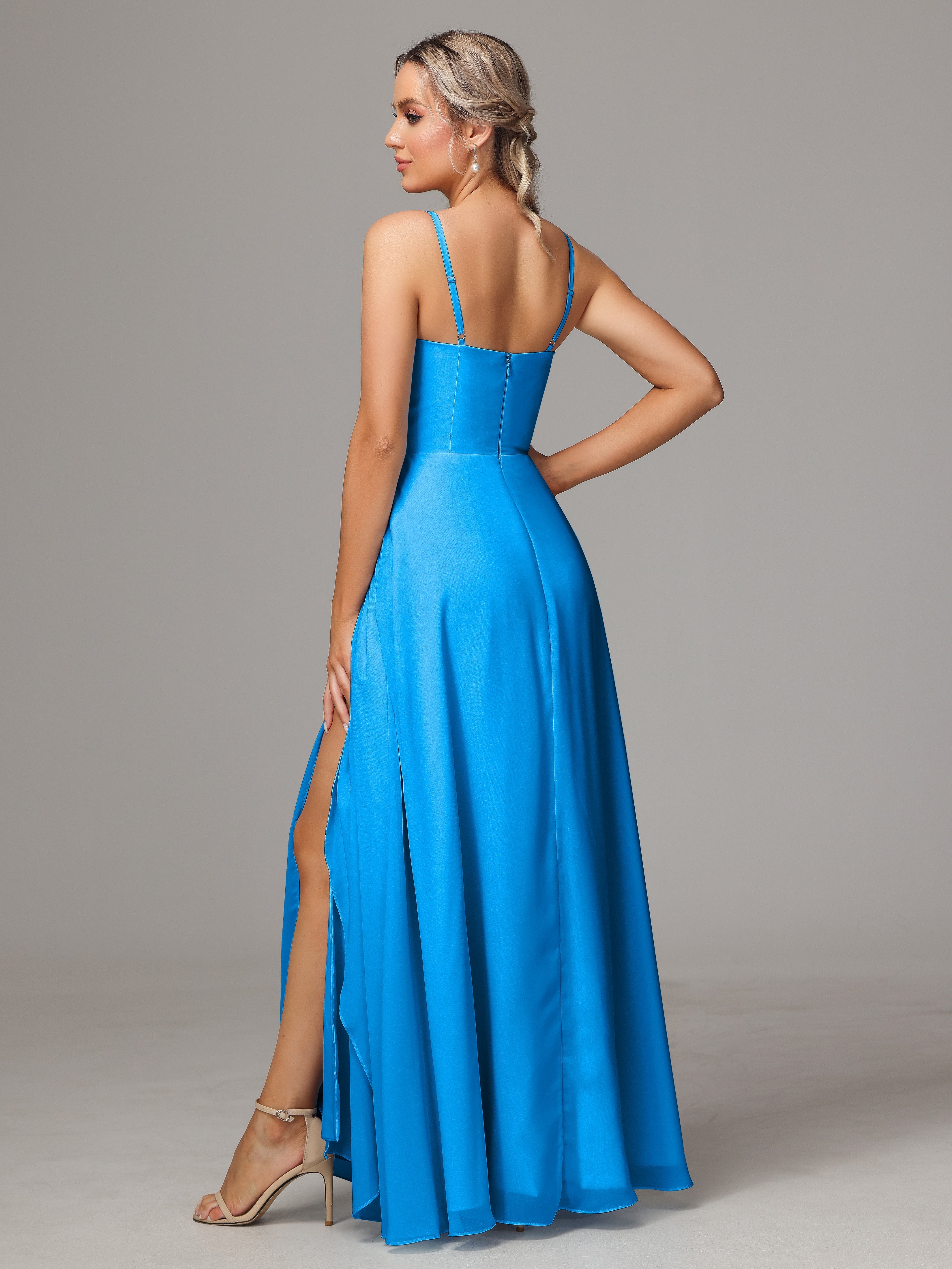 Spaghetti Straps Chiffon Wedding Guest Dress With Pockets