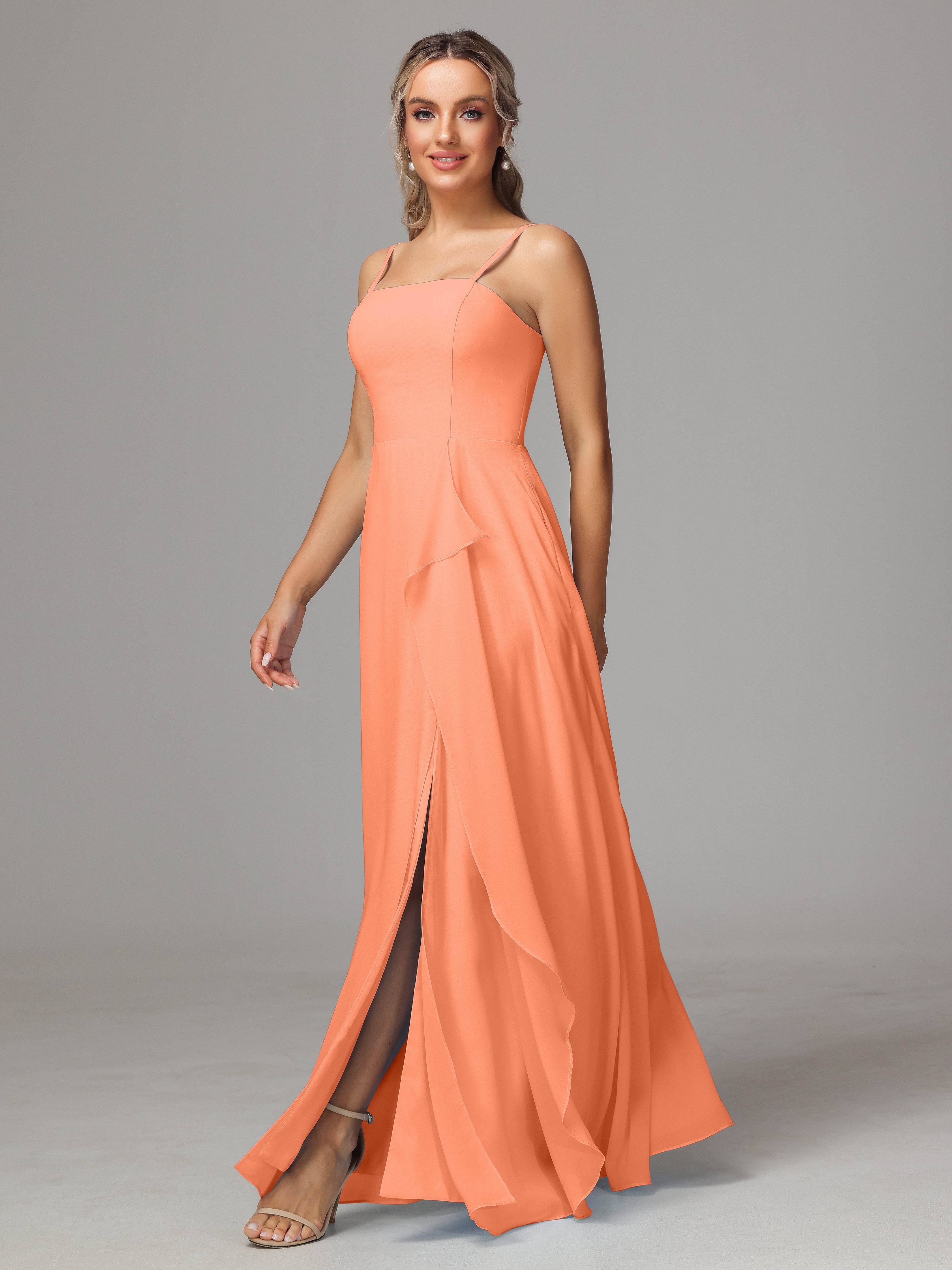 Spaghetti Straps Chiffon Wedding Guest Dress With Pockets