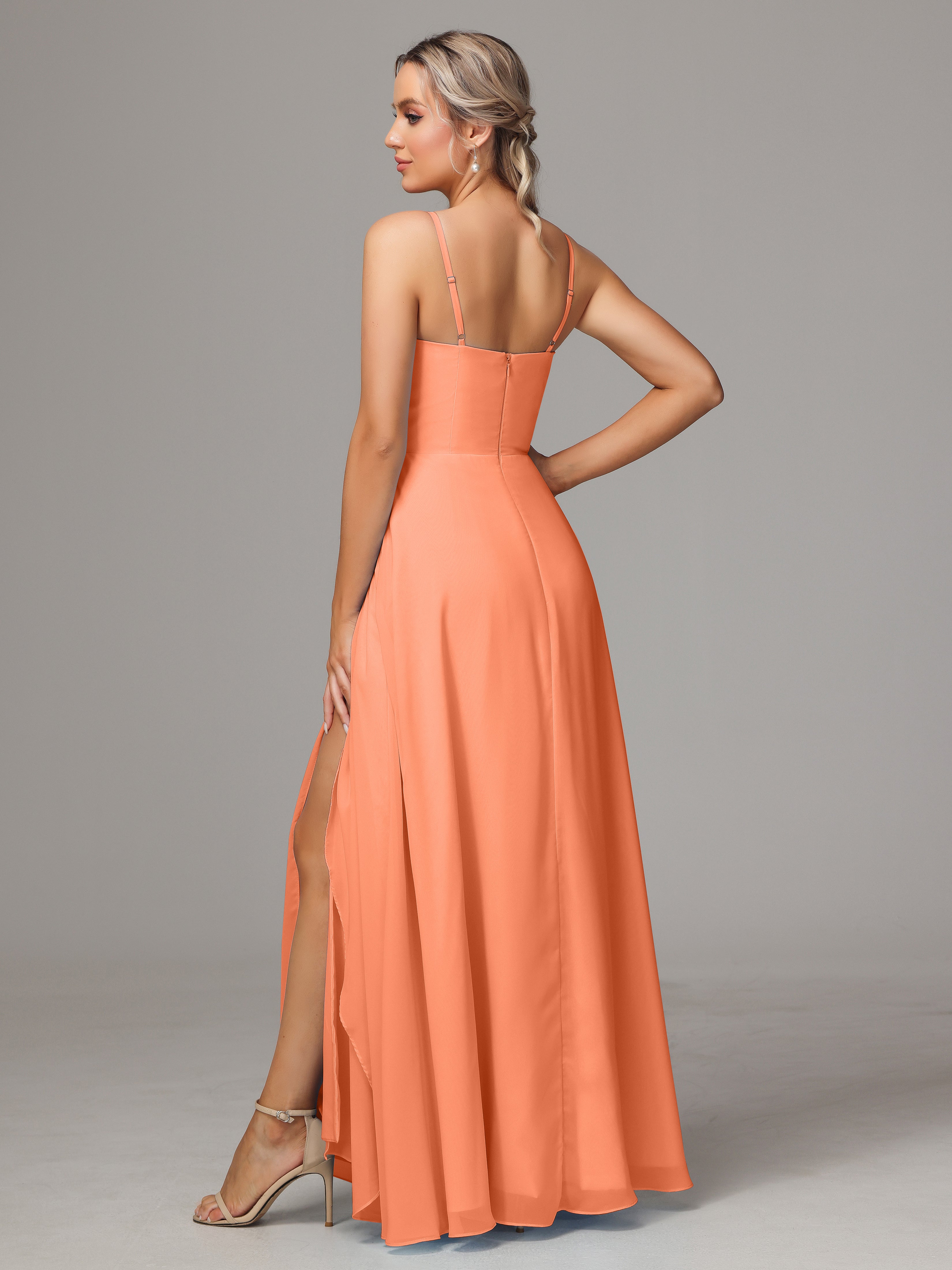 Spaghetti Straps Chiffon Wedding Guest Dress With Pockets