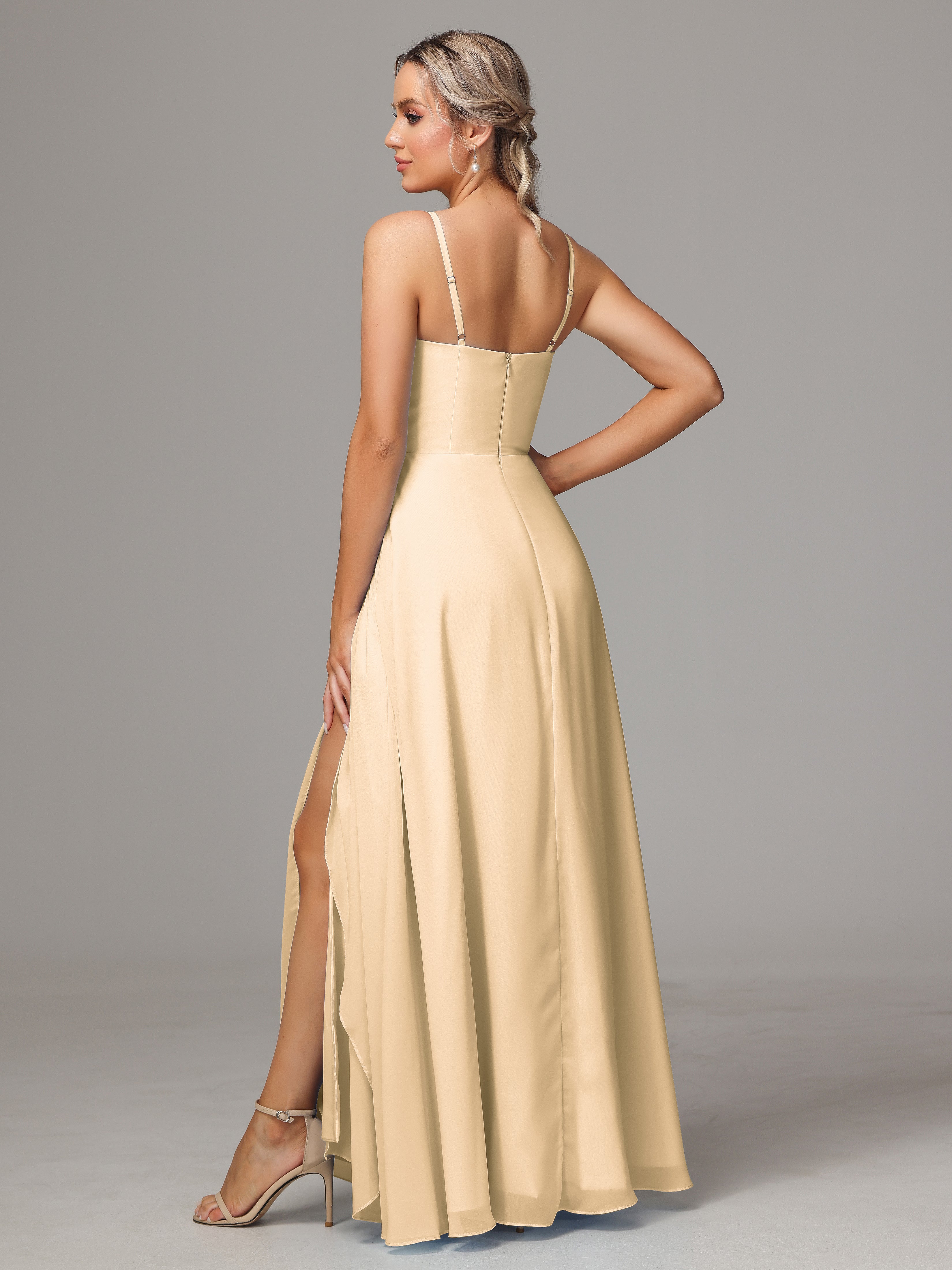Spaghetti Straps Chiffon Wedding Guest Dress With Pockets