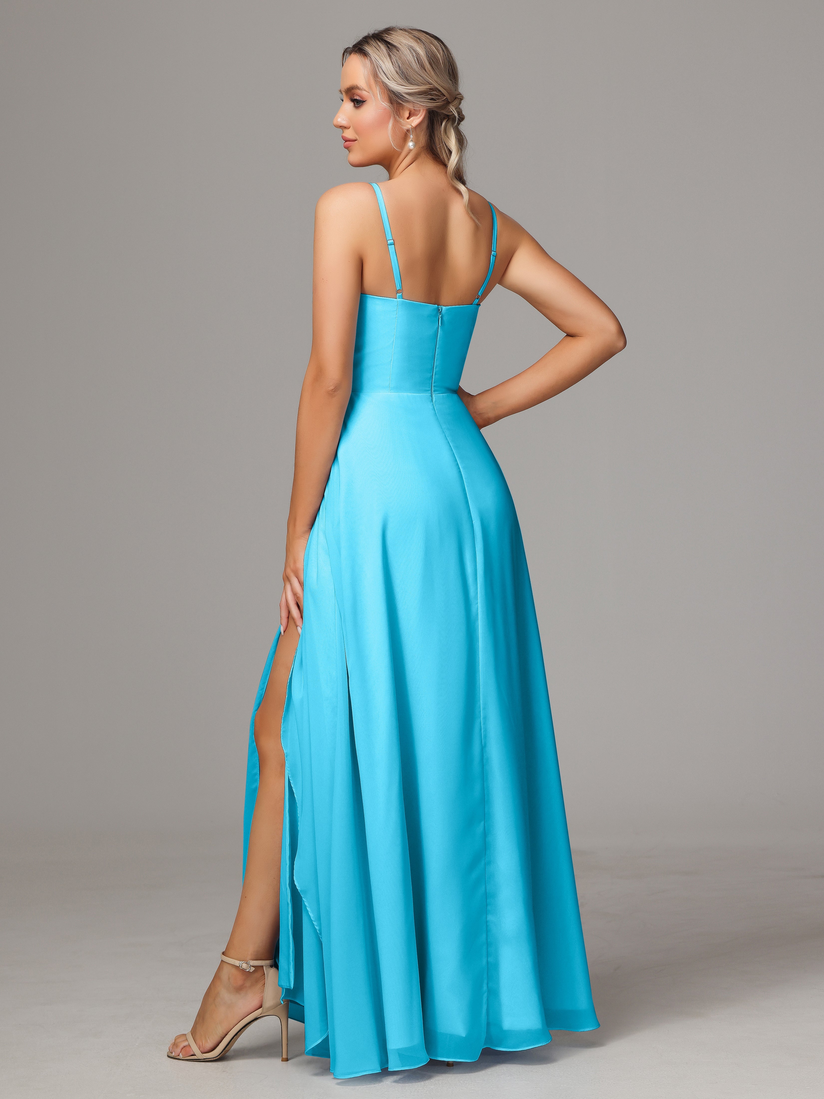 Spaghetti Straps Chiffon Wedding Guest Dress With Pockets