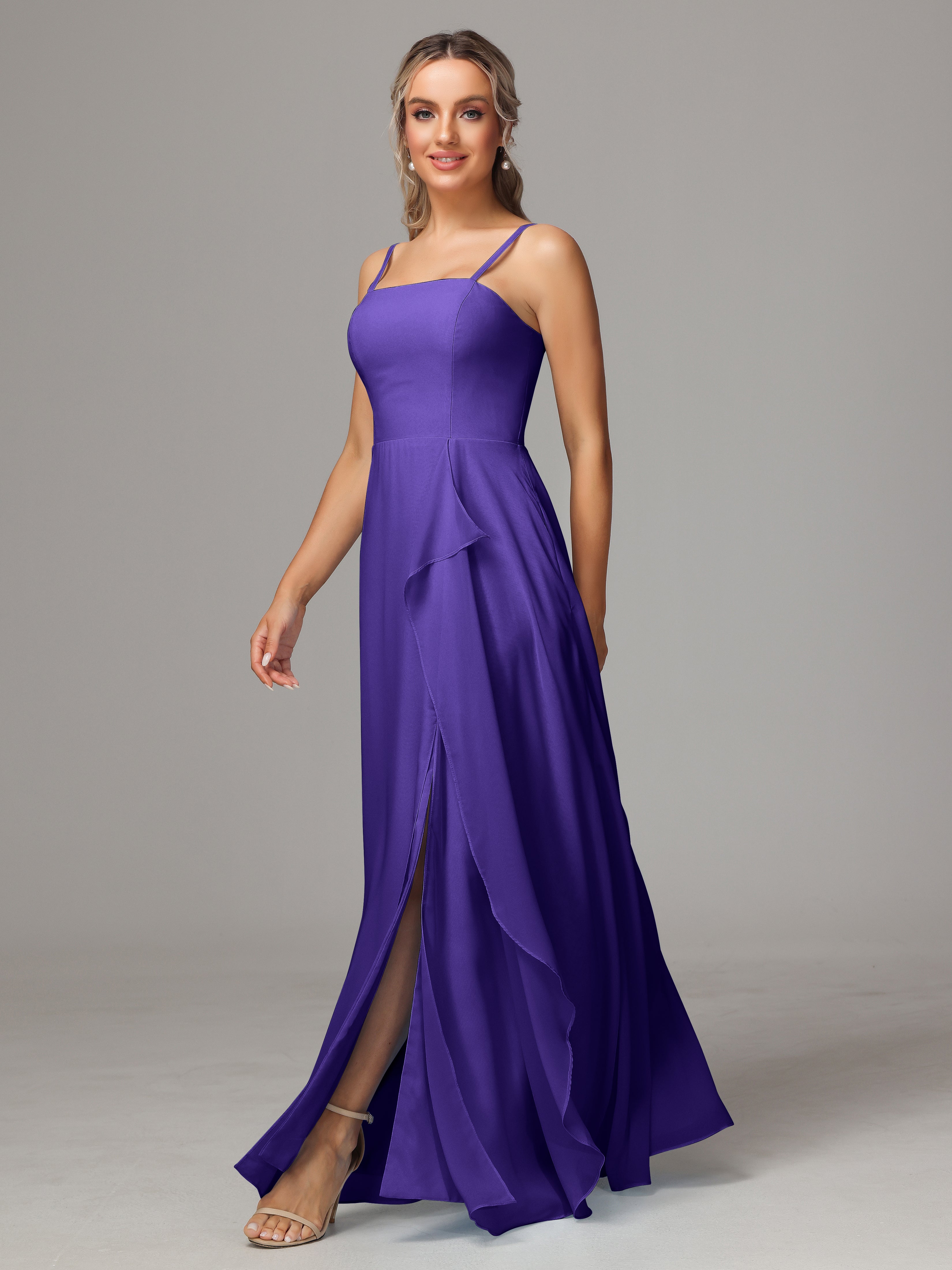 Spaghetti Straps Chiffon Wedding Guest Dress With Pockets