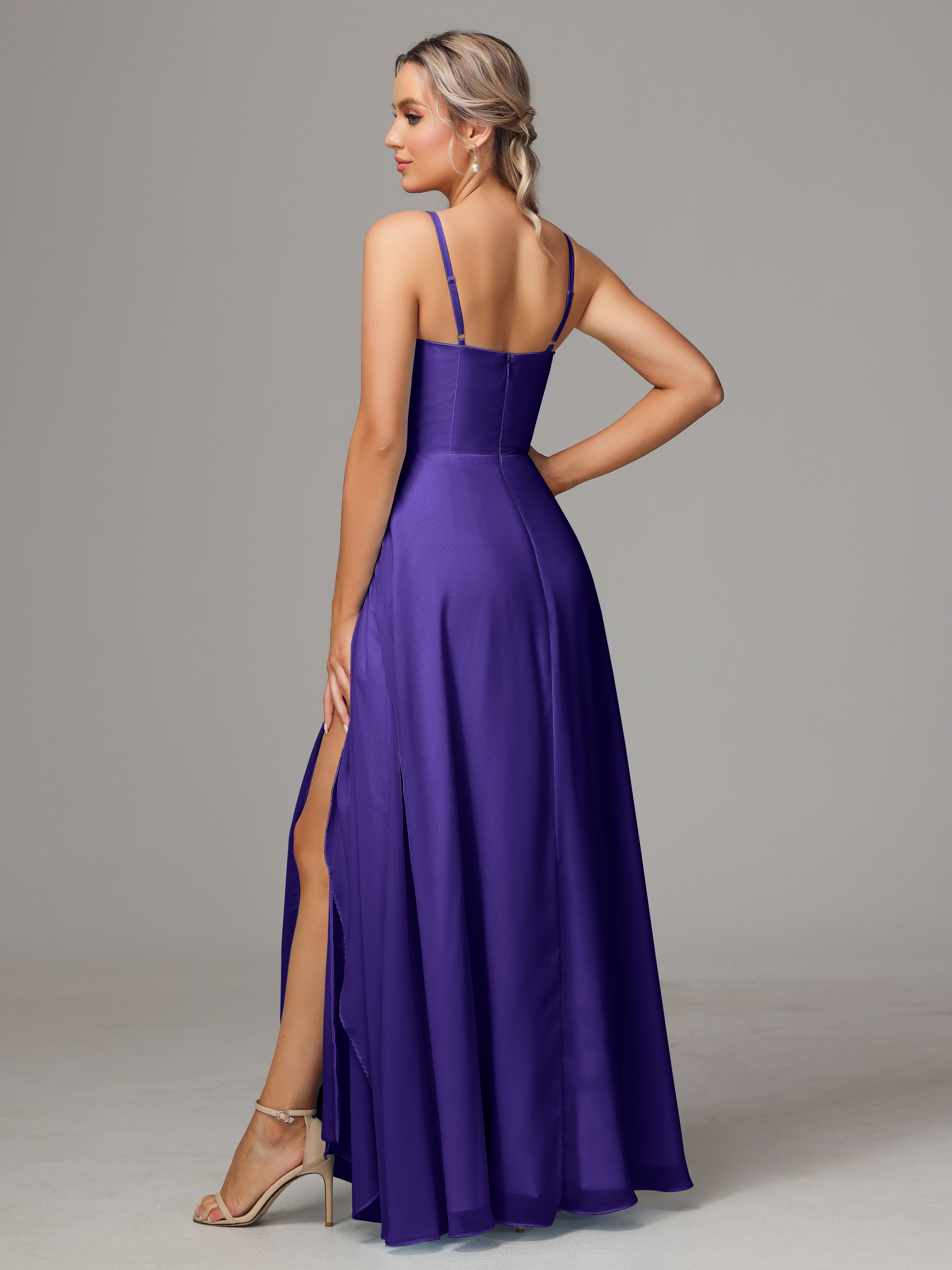 Spaghetti Straps Chiffon Wedding Guest Dress With Pockets