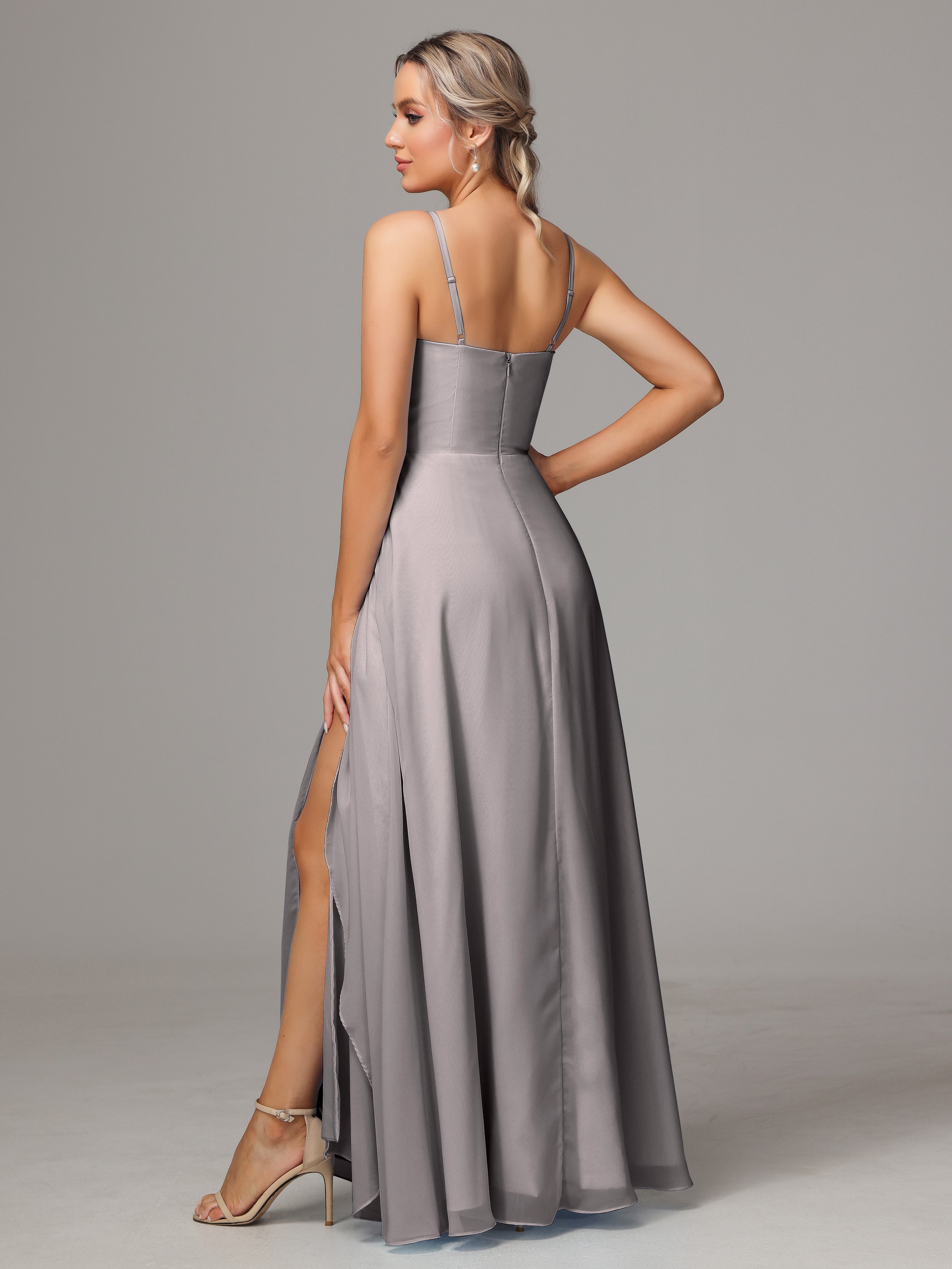 Spaghetti Straps Chiffon Wedding Guest Dress With Pockets