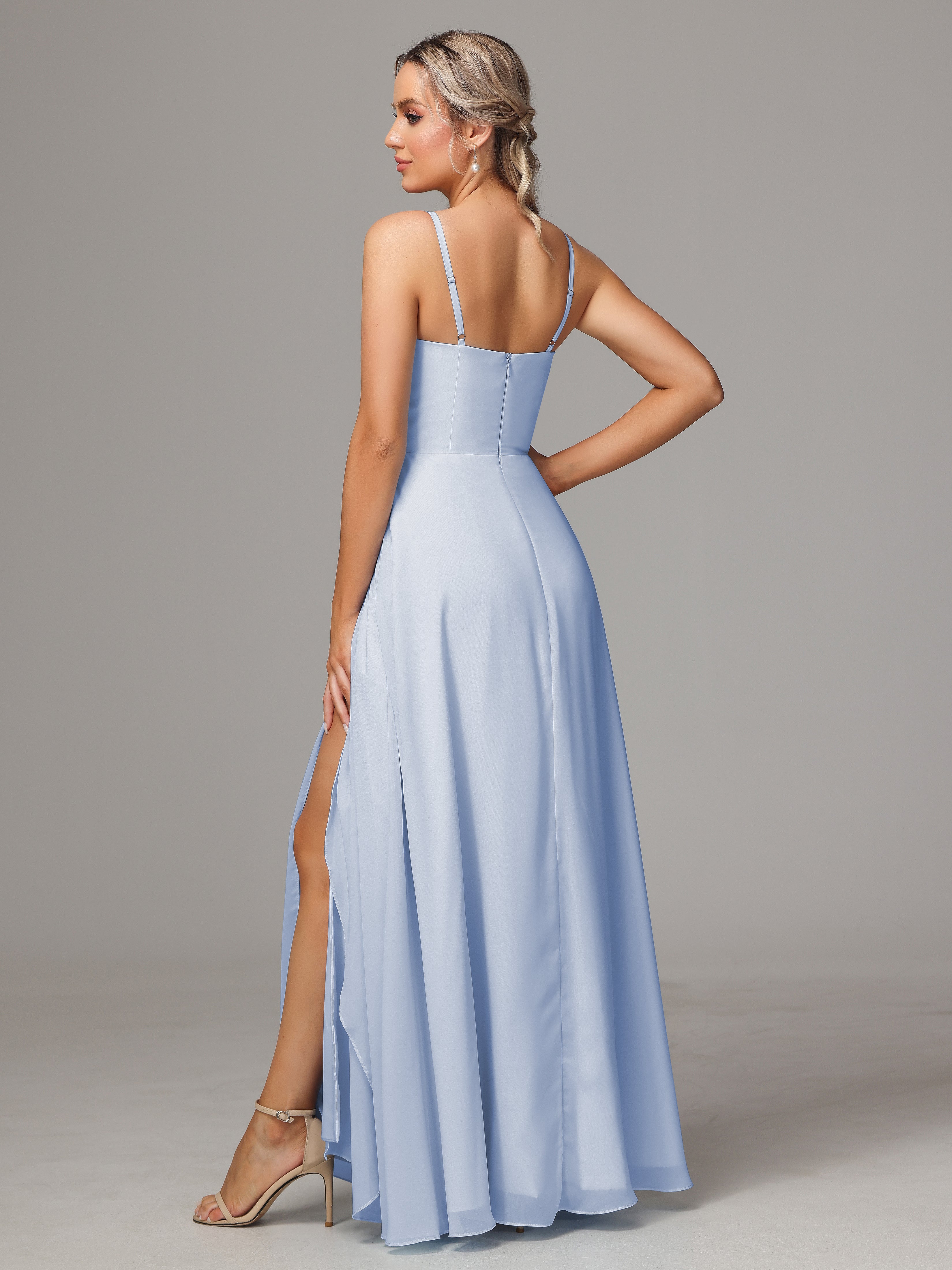 Spaghetti Straps Chiffon Wedding Guest Dress With Pockets