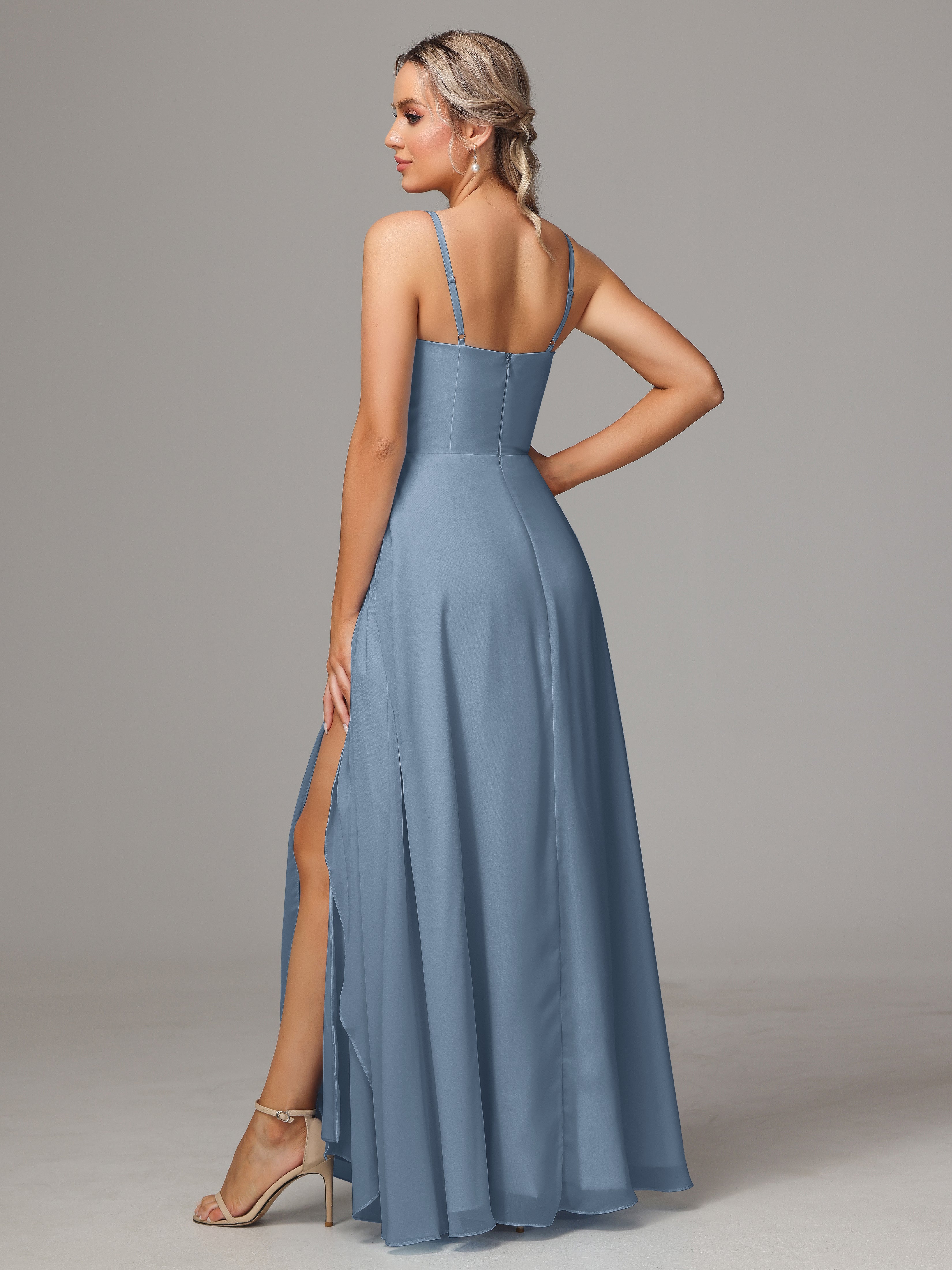 Spaghetti Straps Chiffon Wedding Guest Dress With Pockets