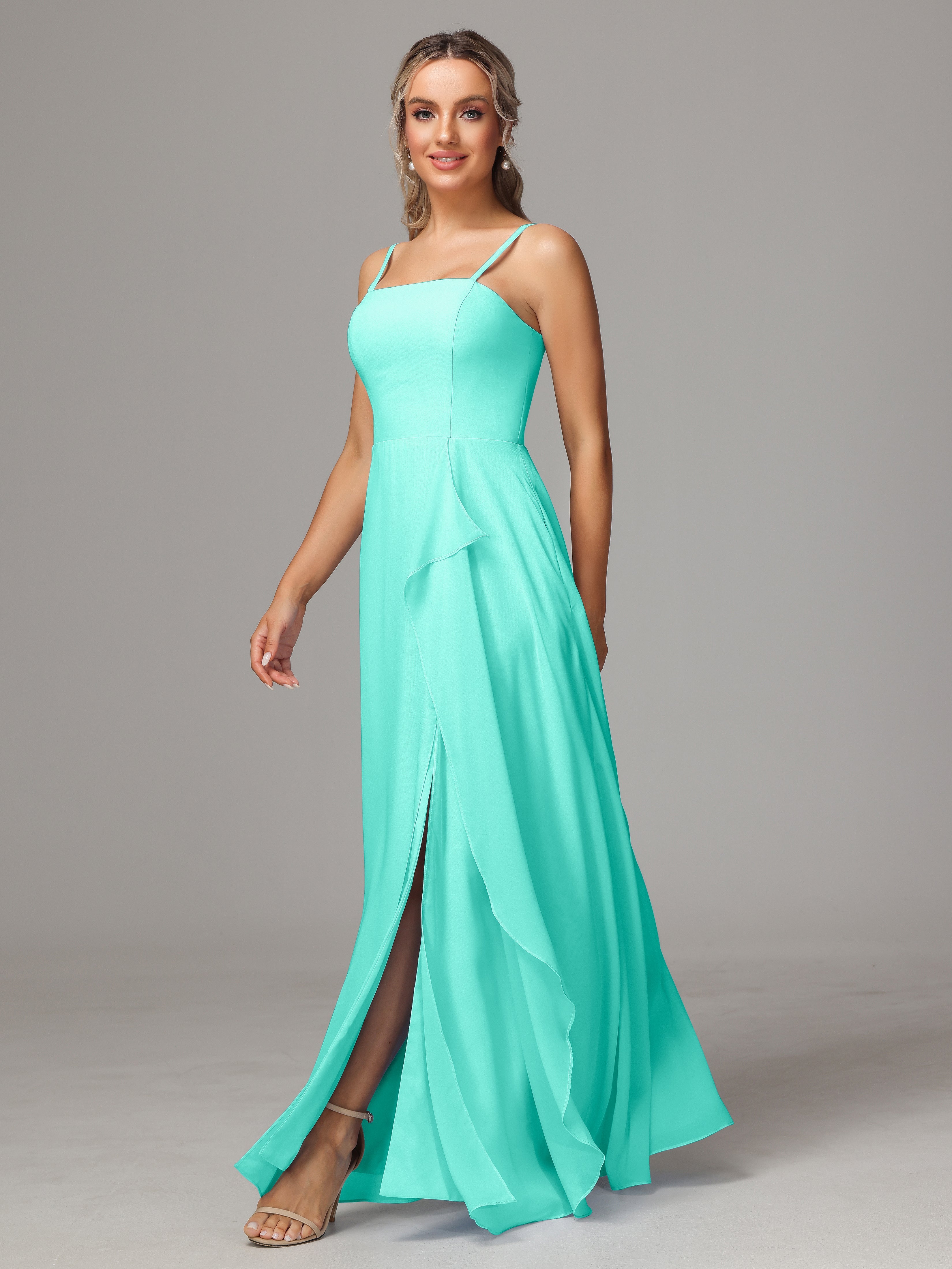 Spaghetti Straps Chiffon Wedding Guest Dress With Pockets