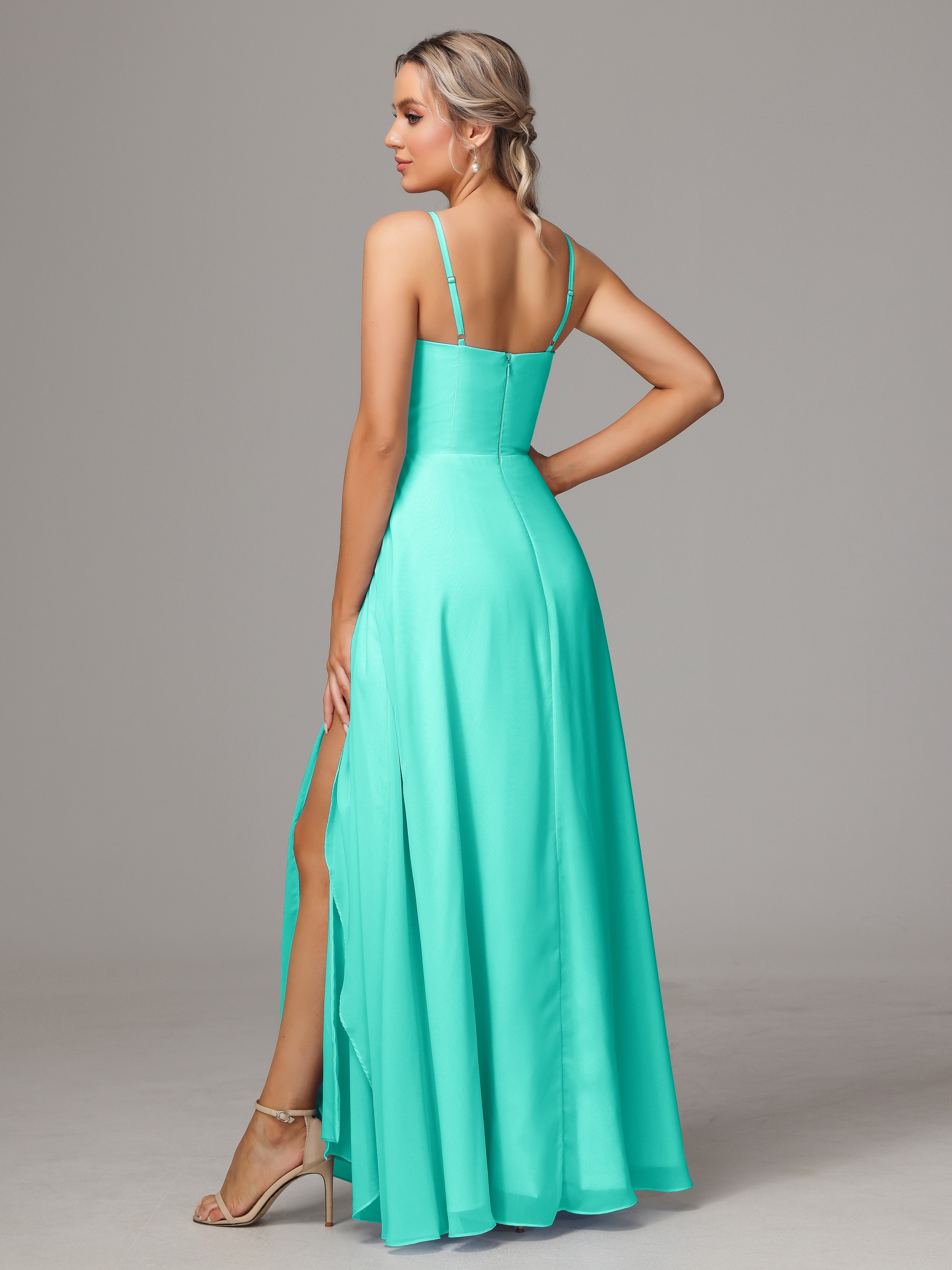 Spaghetti Straps Chiffon Wedding Guest Dress With Pockets