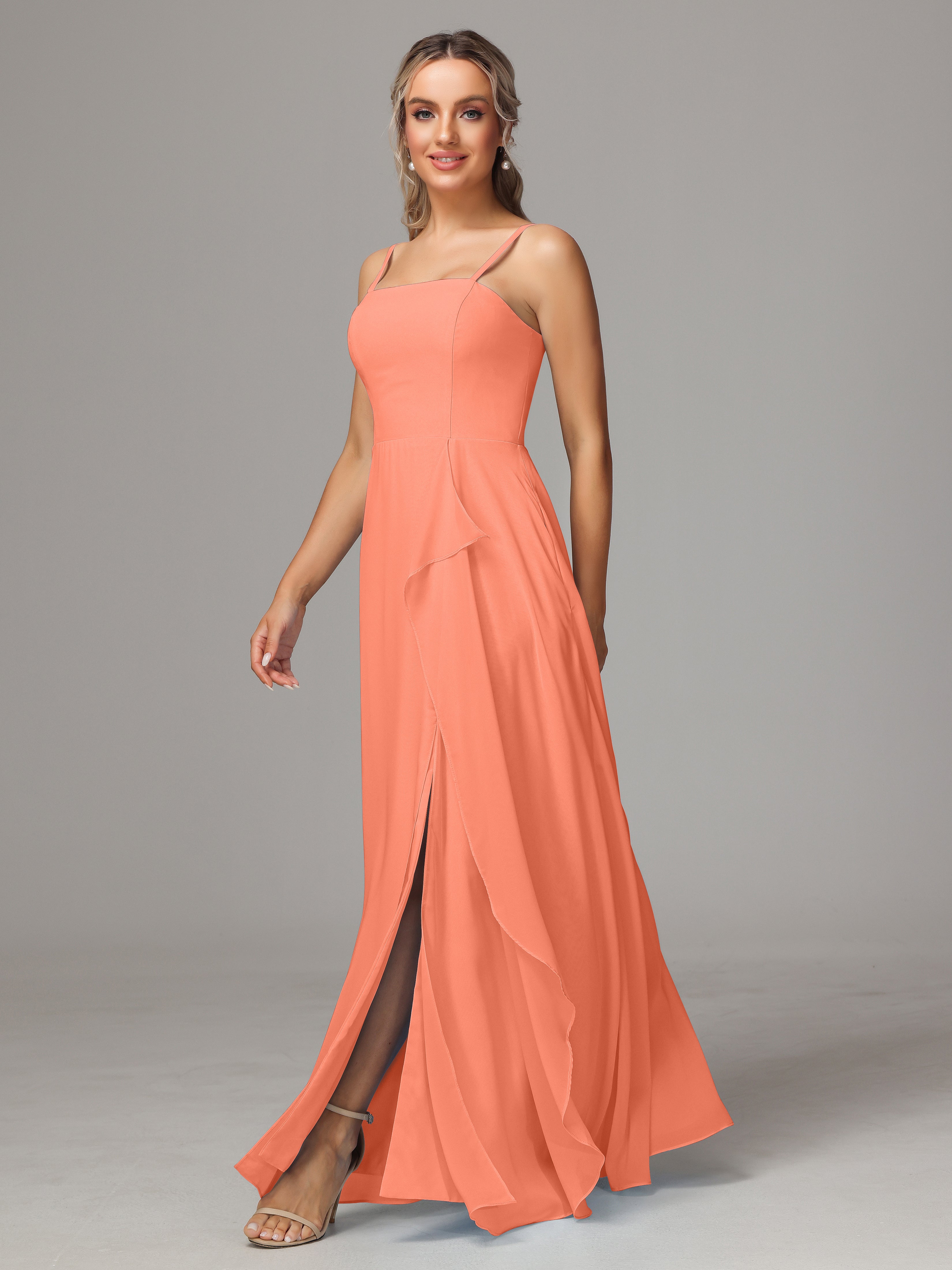 Spaghetti Straps Chiffon Wedding Guest Dress With Pockets