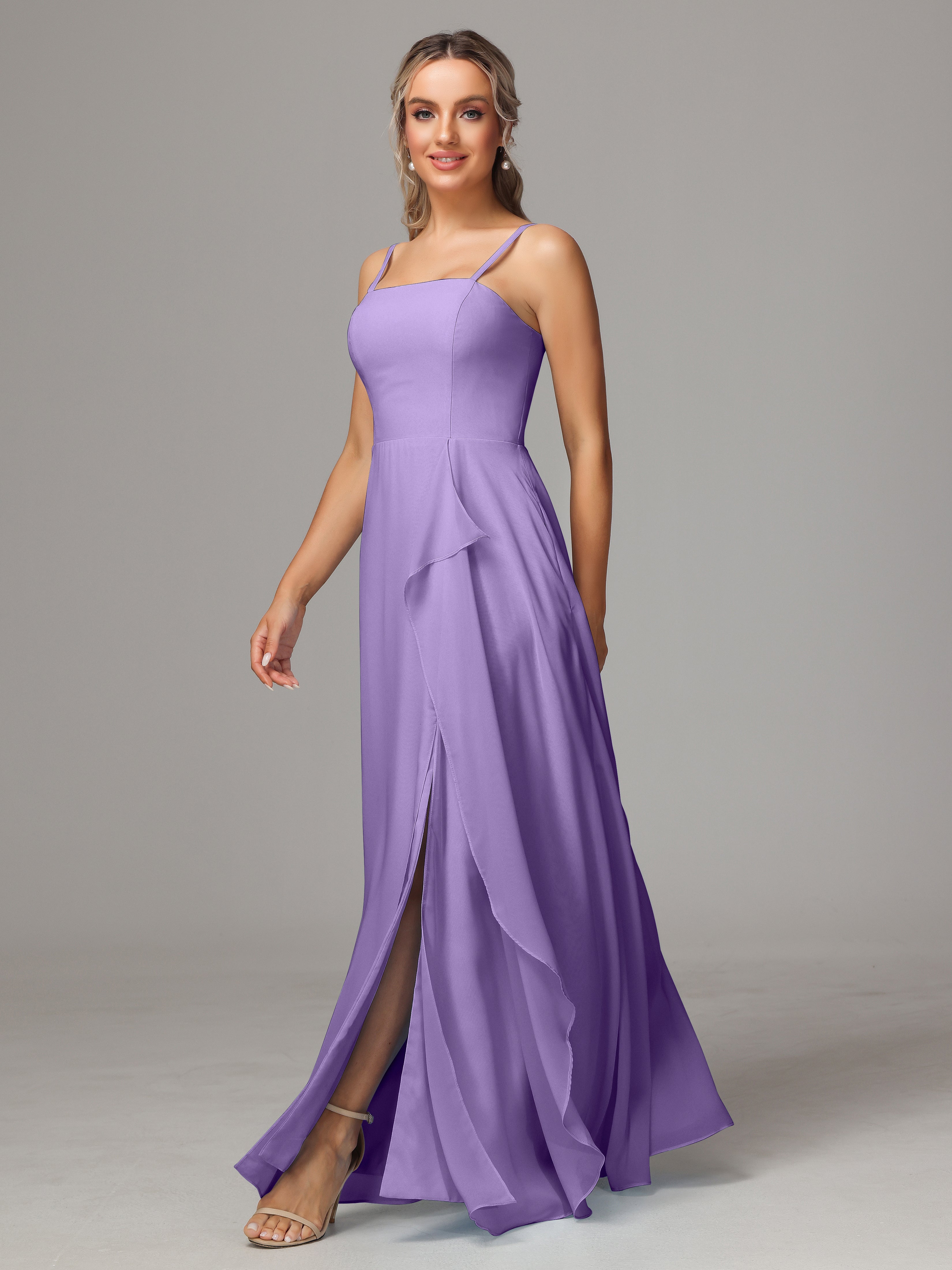 Spaghetti Straps Chiffon Wedding Guest Dress With Pockets