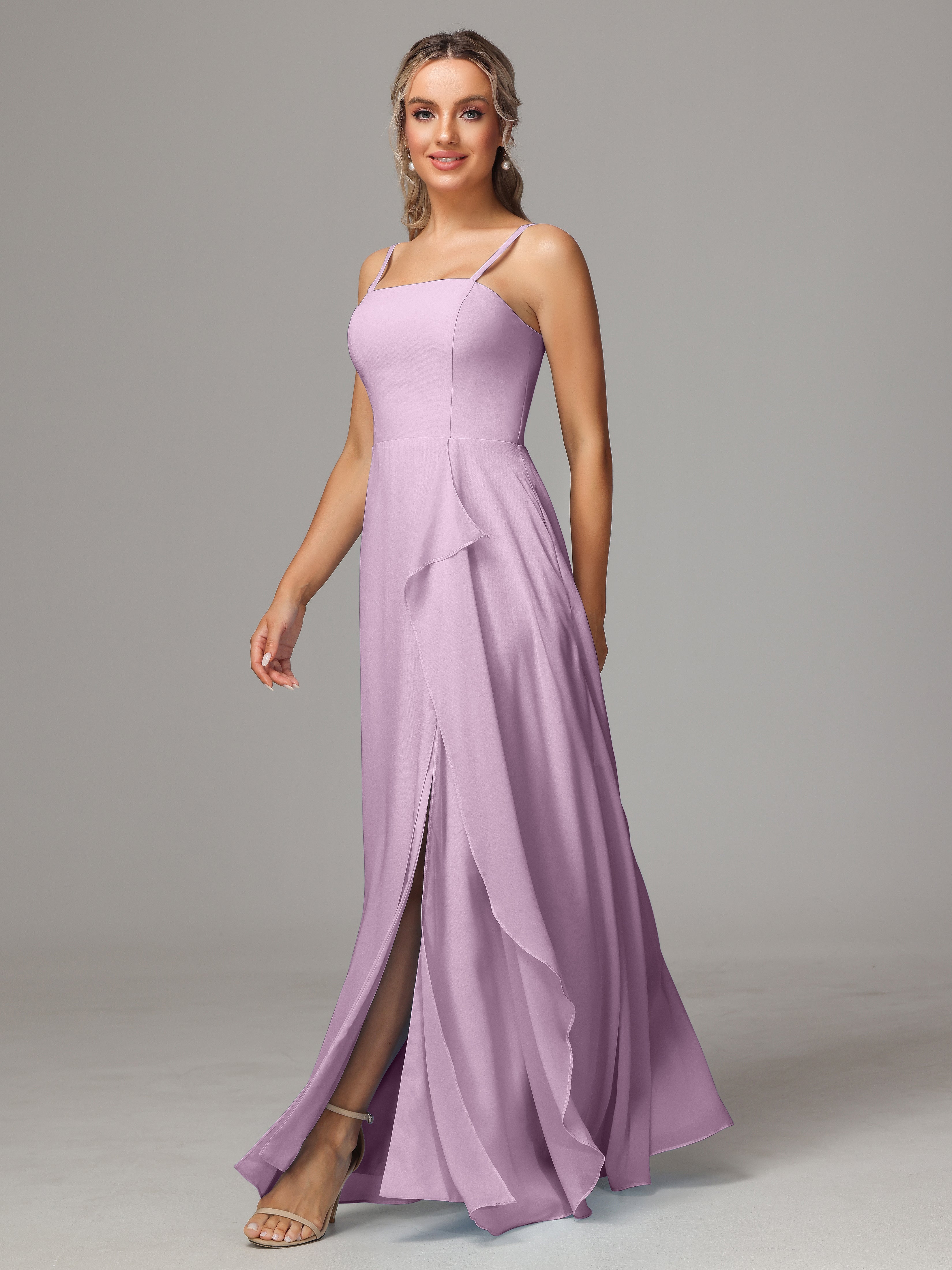 Spaghetti Straps Chiffon Wedding Guest Dress With Pockets