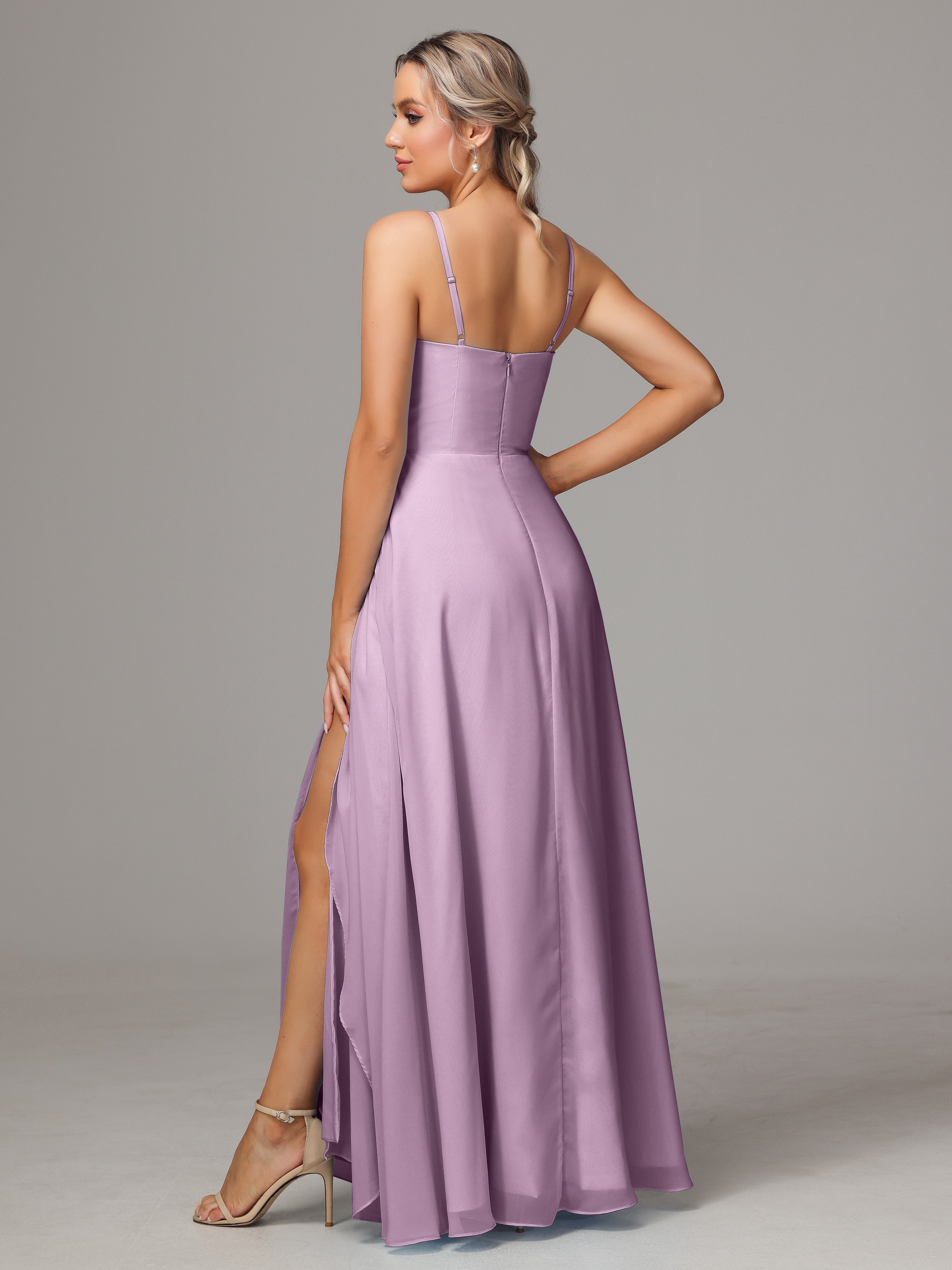 Spaghetti Straps Chiffon Wedding Guest Dress With Pockets