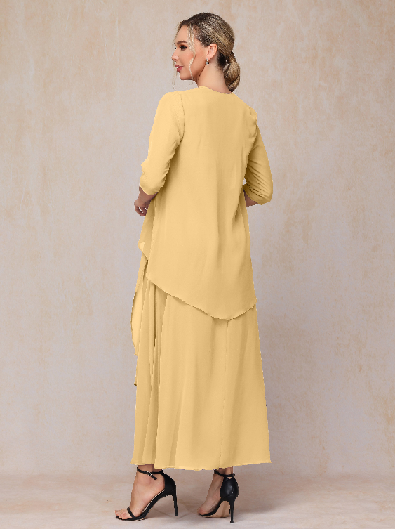 2 Pieces Ankle Length Chiffon Mother Of The Groom Dress