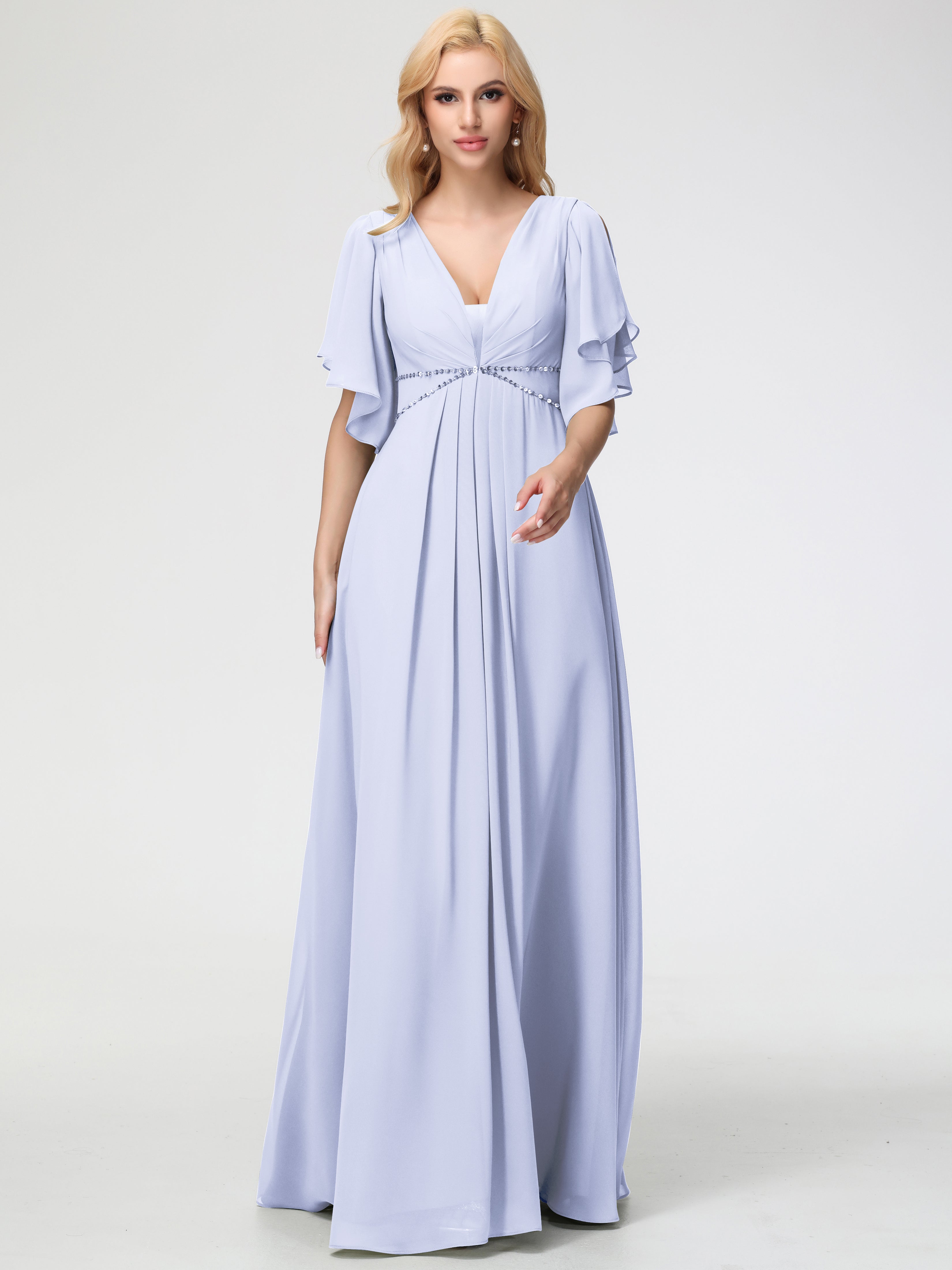 Bridesmaid Dresses Lavender A-Line Short Sleeves V Neck Sequined Empire Waist Long Chiffon Bridesmaid Dresses Bridesmaid Dresses Lavender A-Line Short Sleeves V Neck Sequined Empire Waist Long Chiffon Bridesmaid Dresses