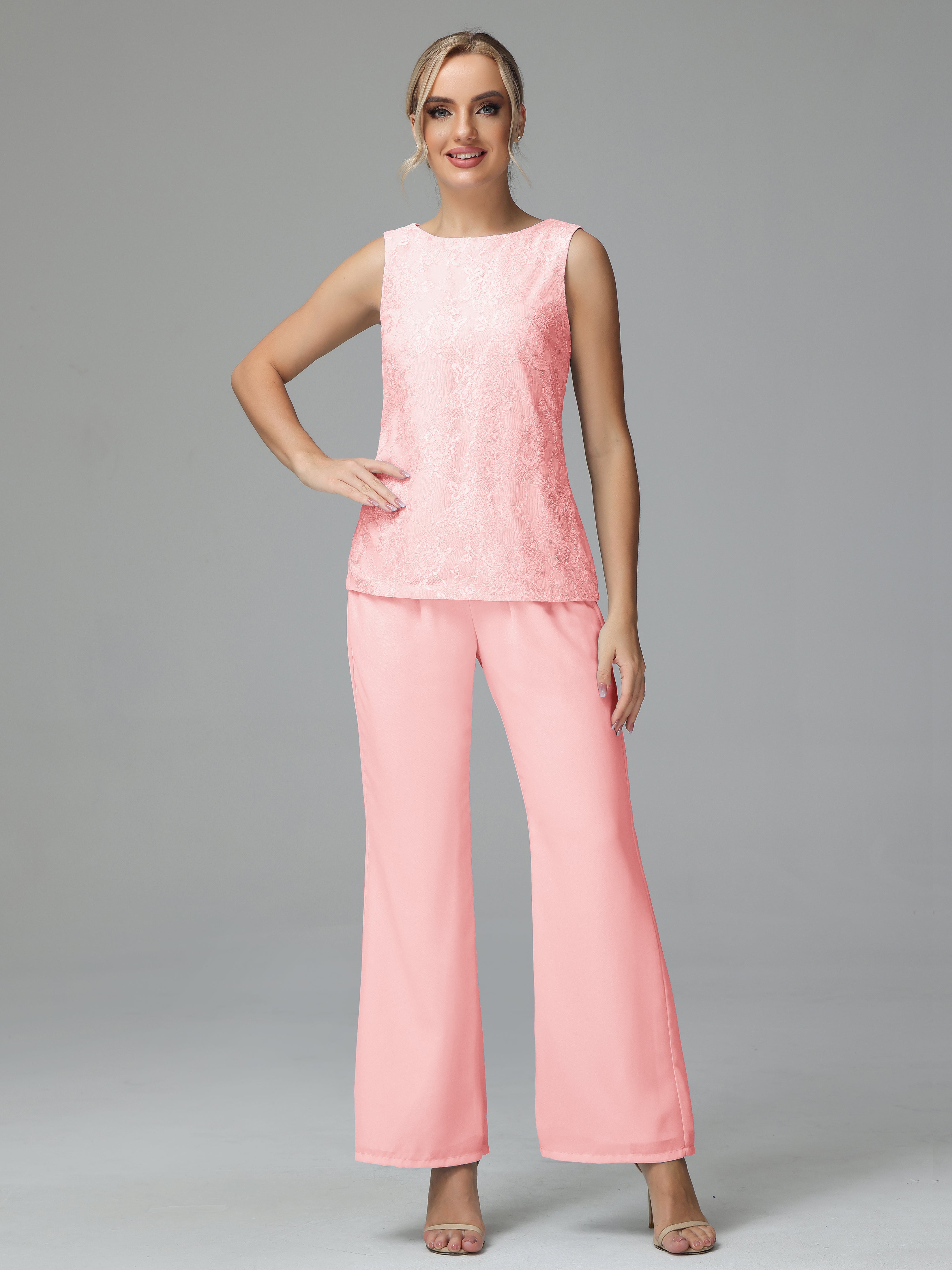 Long Sleeves Chiffon Lace Mother Of The Bride Dress Pants Suits
