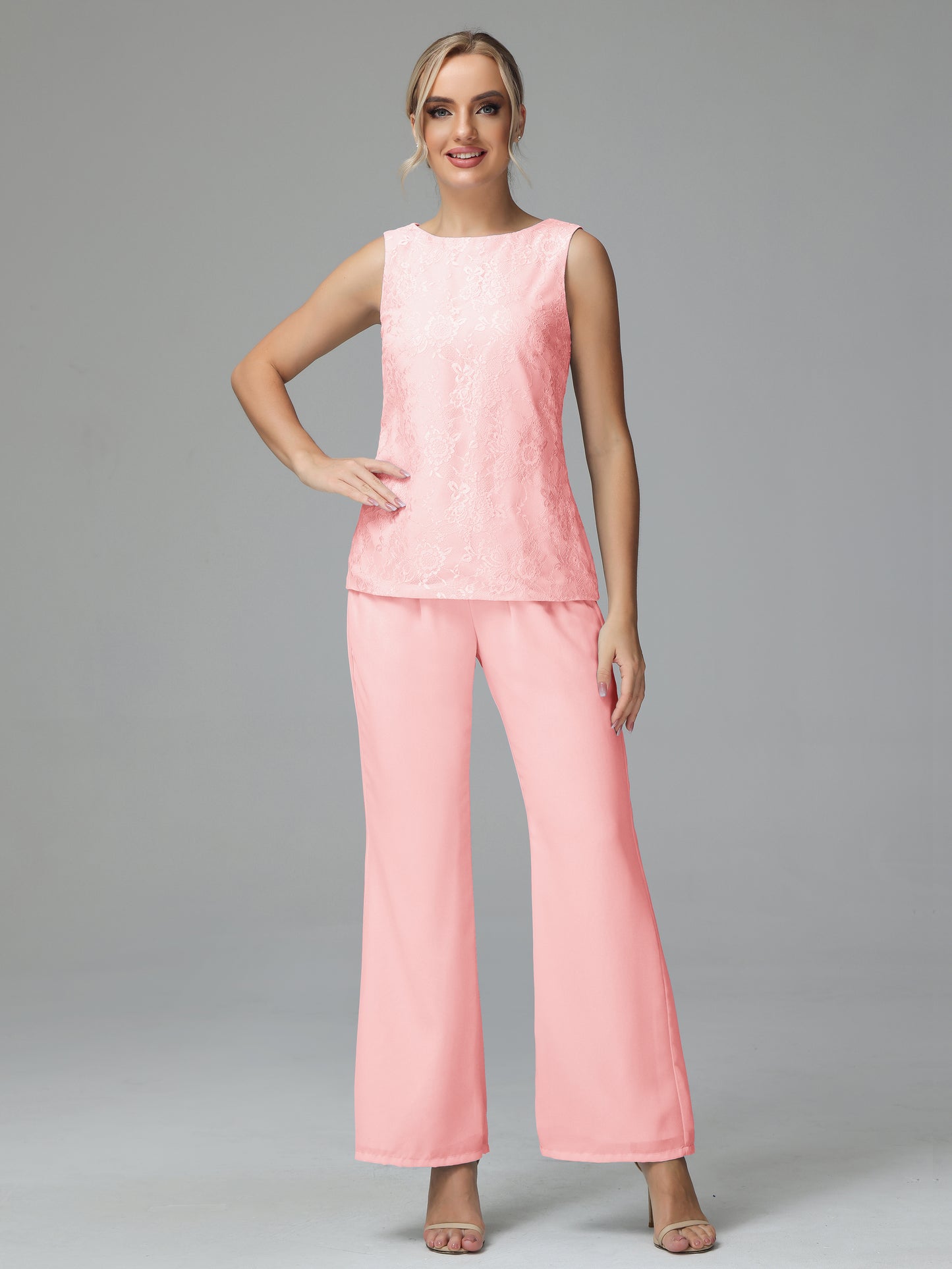 Long Sleeves Chiffon Lace Mother Of The Bride Dress Pants Suits