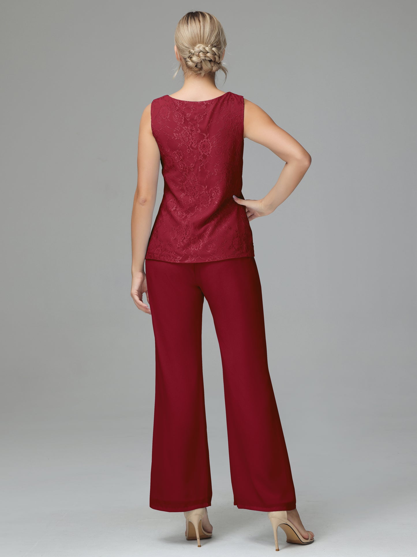 Long Sleeves Chiffon Lace Mother Of The Bride Dress Pants Suits