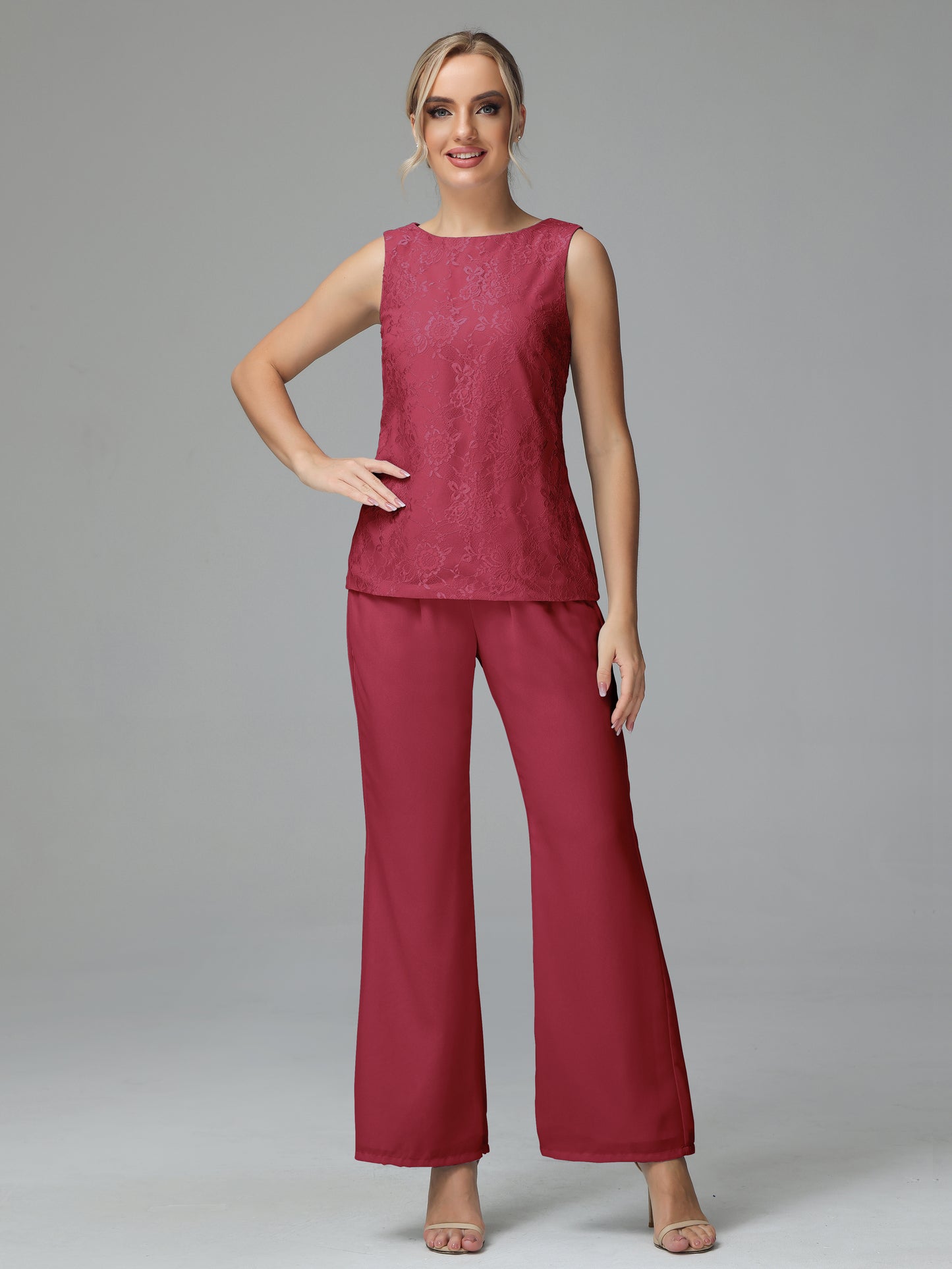 Long Sleeves Chiffon Lace Mother Of The Bride Dress Pants Suits
