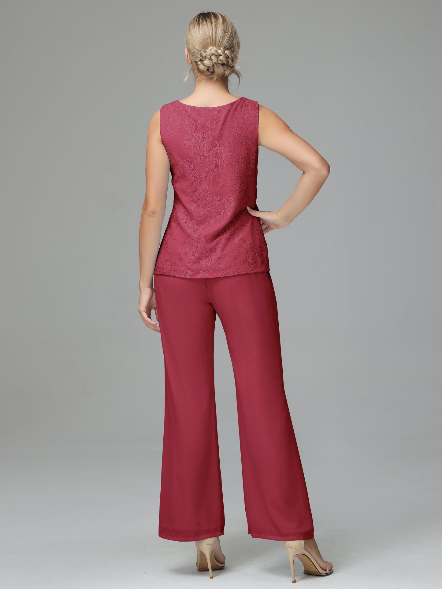 Long Sleeves Chiffon Lace Mother Of The Bride Dress Pants Suits