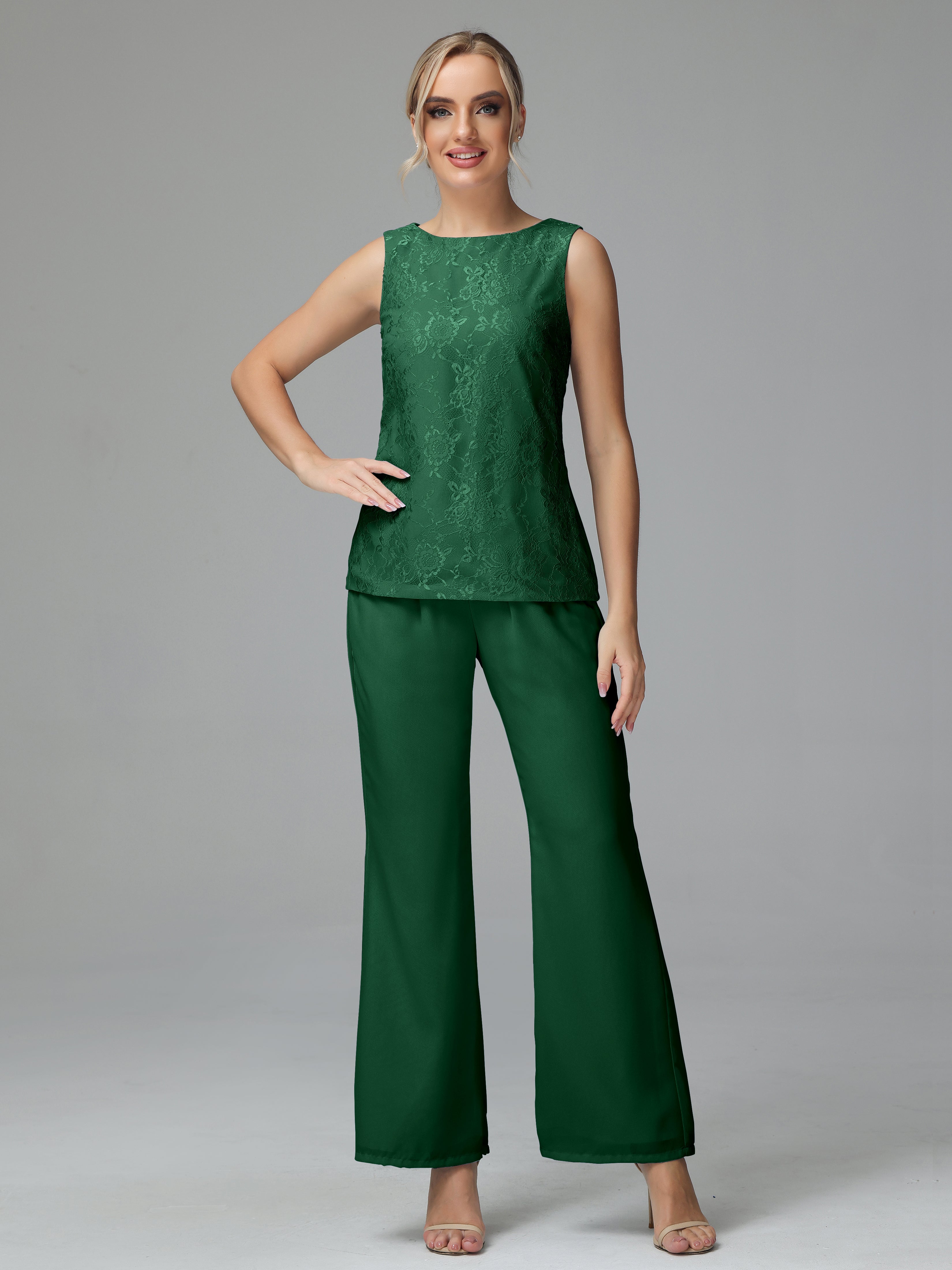 Long Sleeves Chiffon Lace Mother Of The Bride Dress Pants Suits