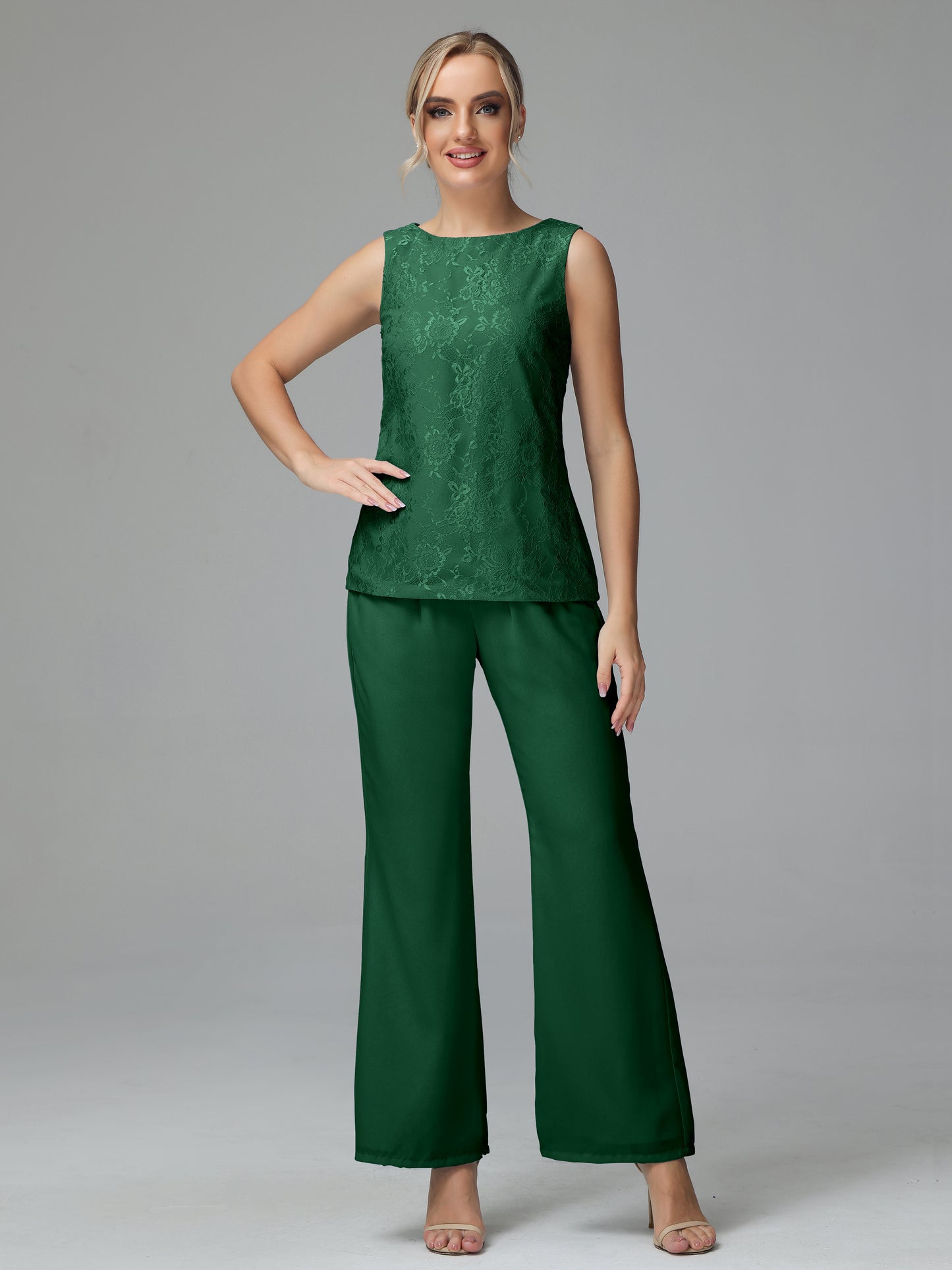 Long Sleeves Chiffon Lace Mother Of The Bride Dress Pants Suits