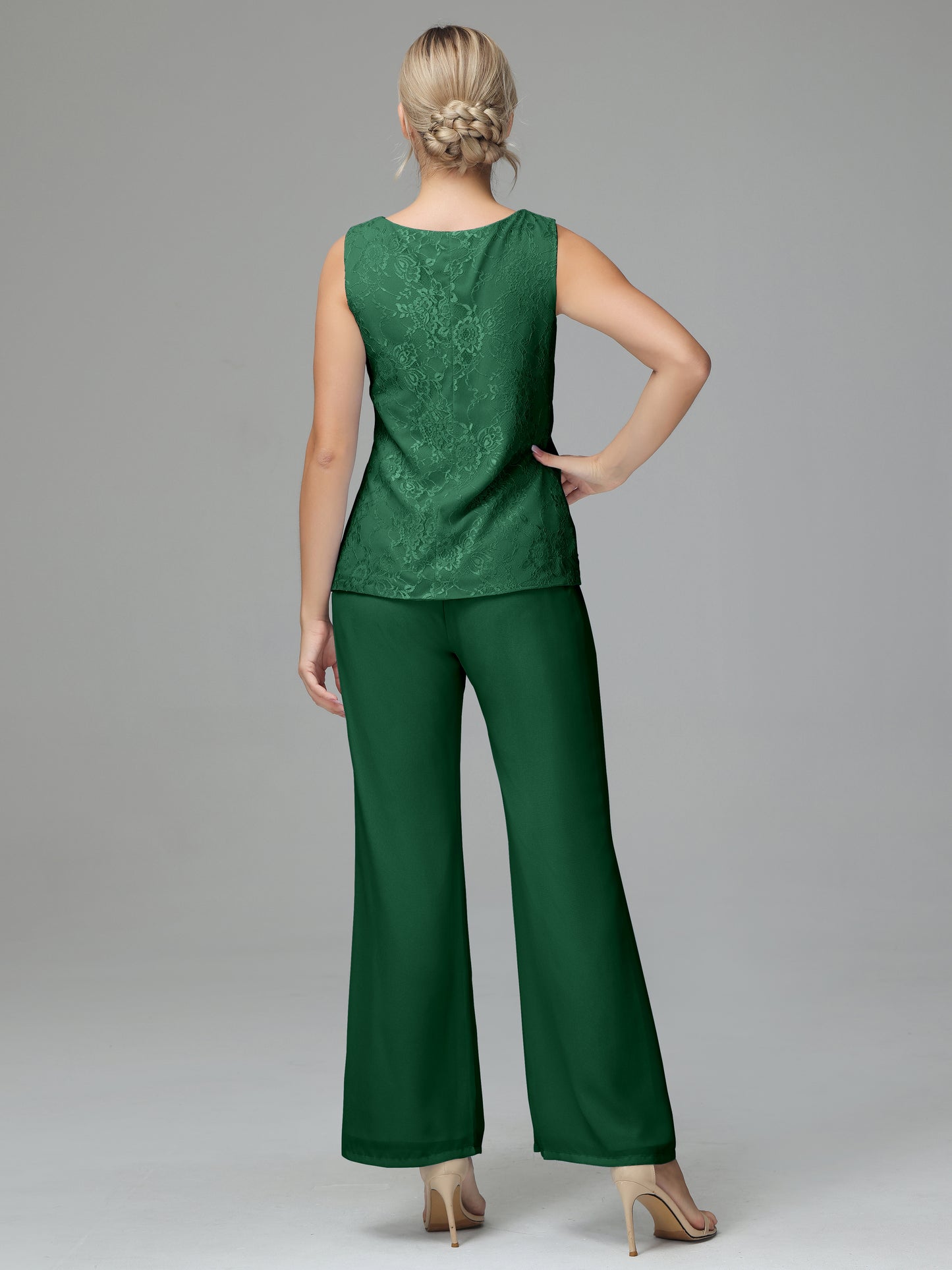 Long Sleeves Chiffon Lace Mother Of The Bride Dress Pants Suits