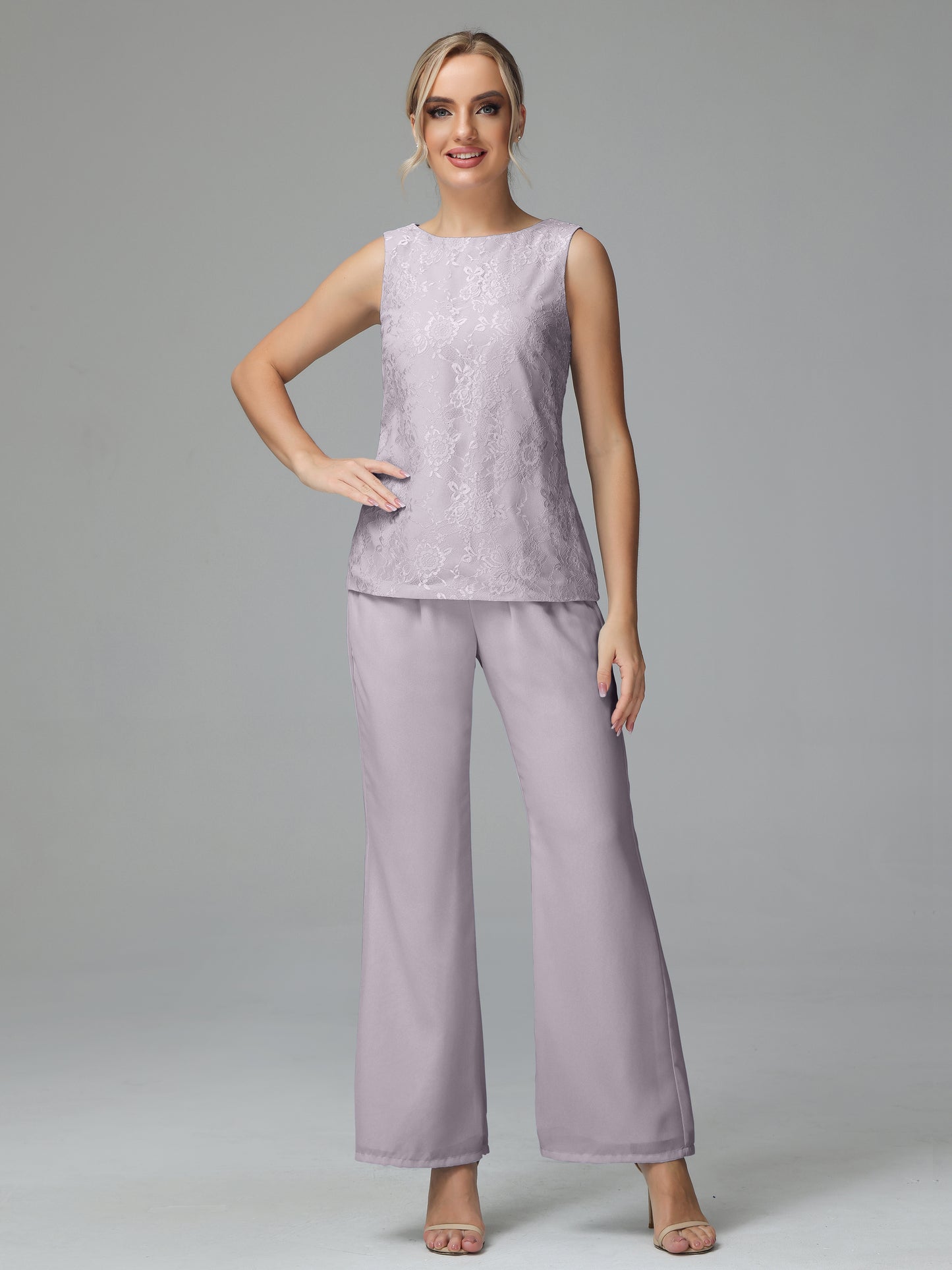 Long Sleeves Chiffon Lace Mother Of The Bride Dress Pants Suits