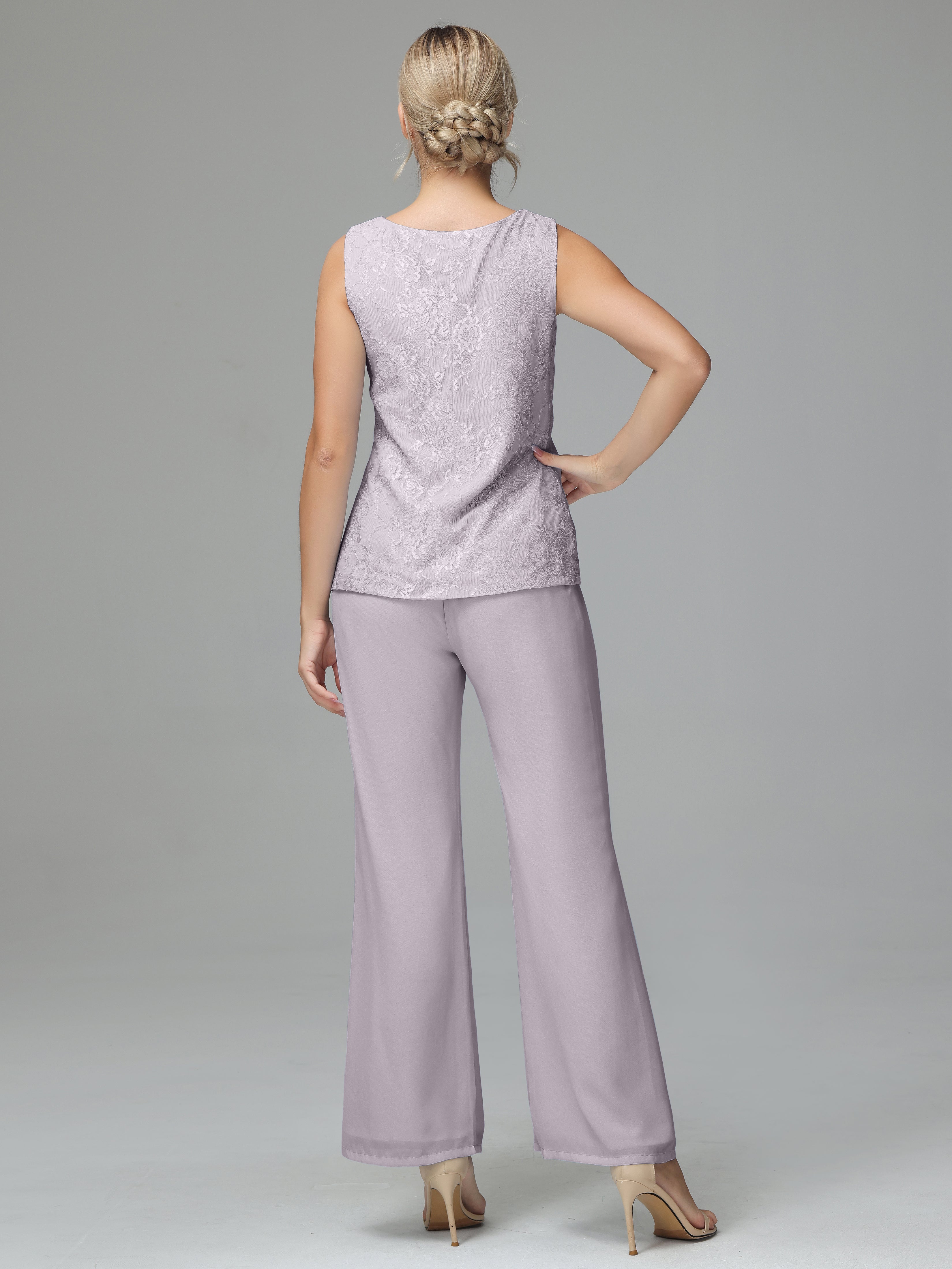 Long Sleeves Chiffon Lace Mother Of The Bride Dress Pants Suits