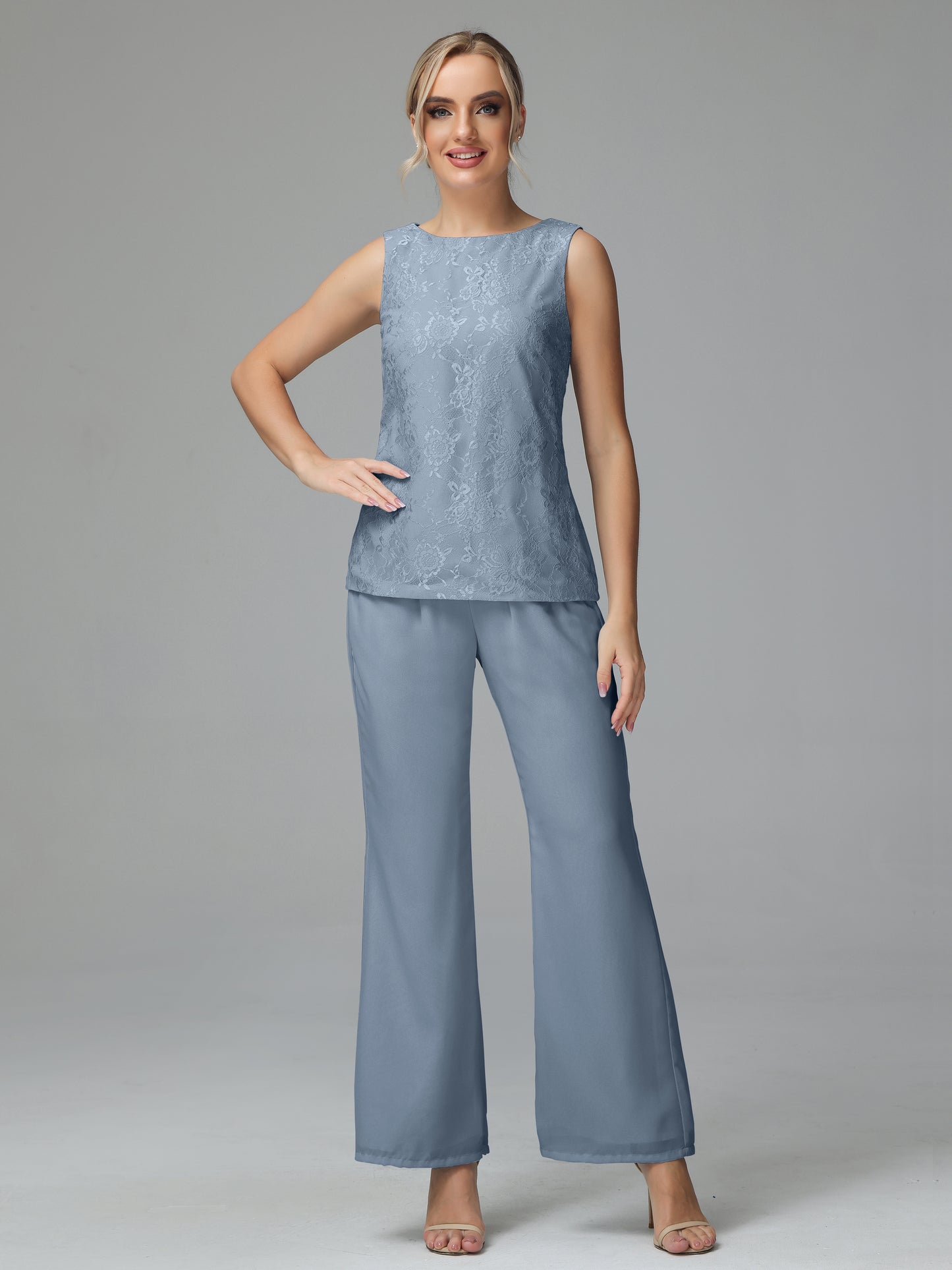 Long Sleeves Chiffon Lace Mother Of The Bride Dress Pants Suits