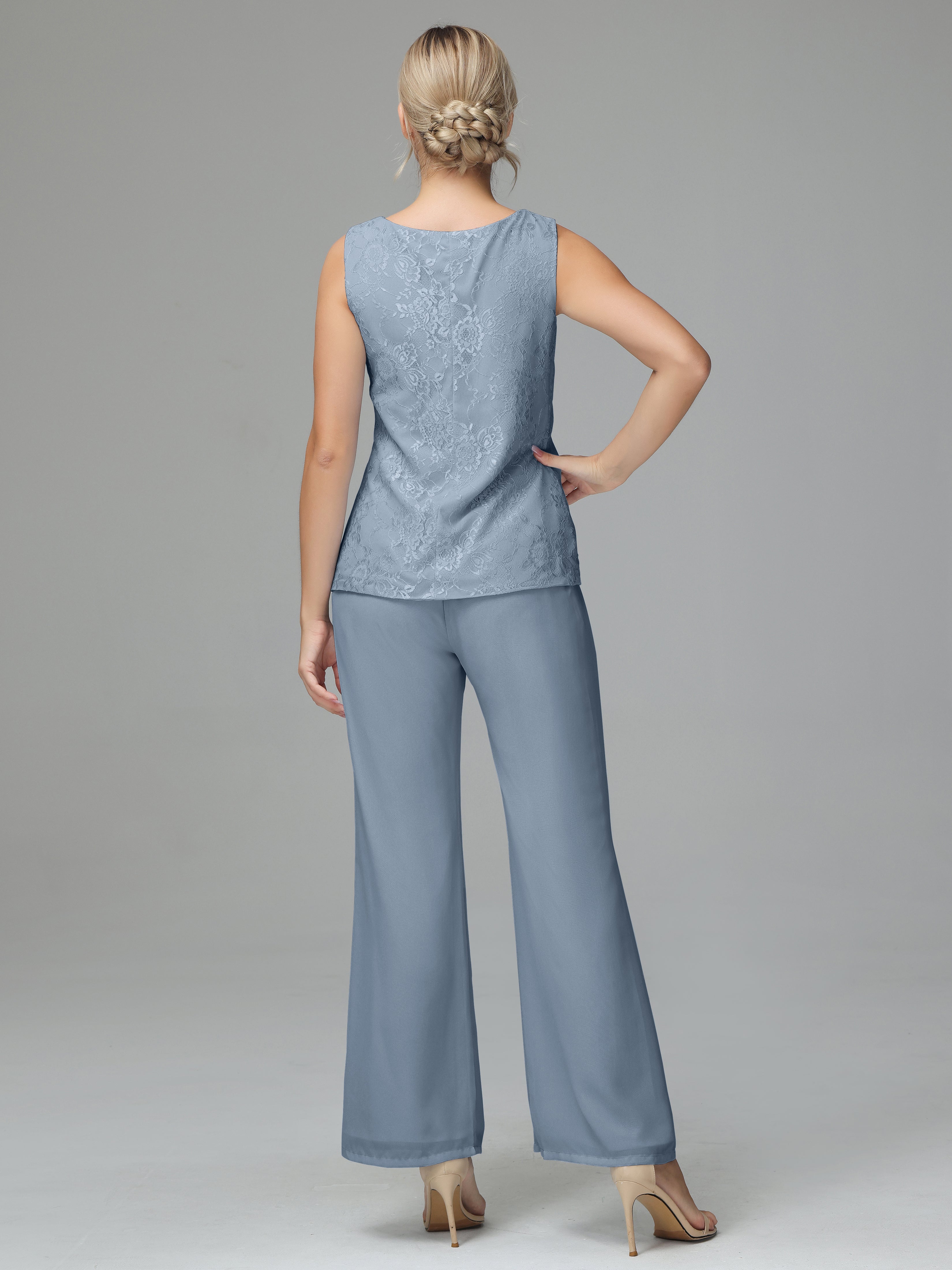 Long Sleeves Chiffon Lace Mother Of The Bride Dress Pants Suits