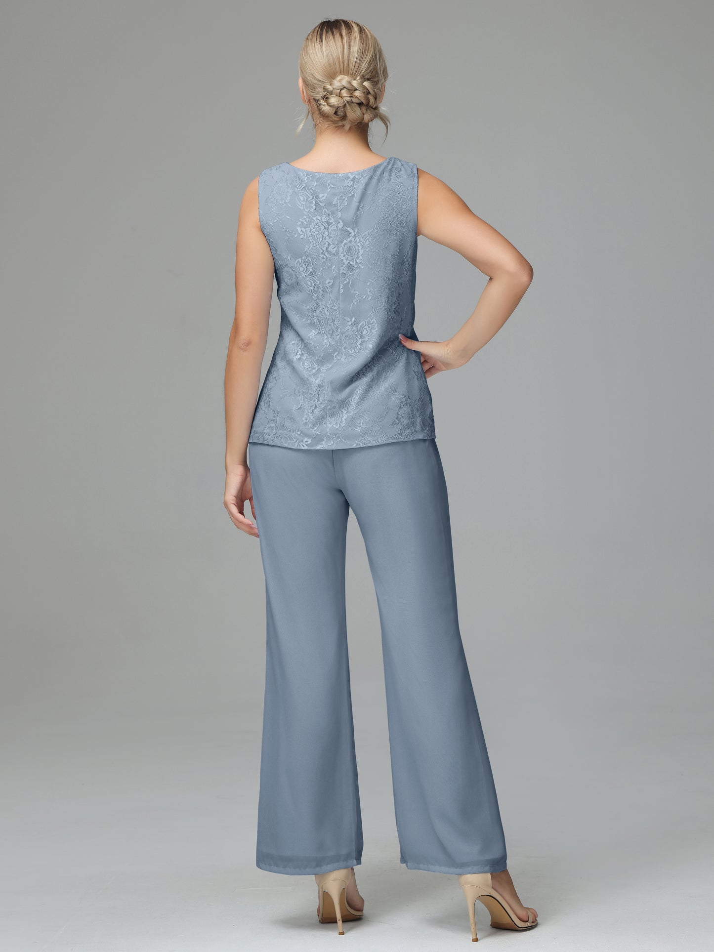 Long Sleeves Chiffon Lace Mother Of The Bride Dress Pants Suits