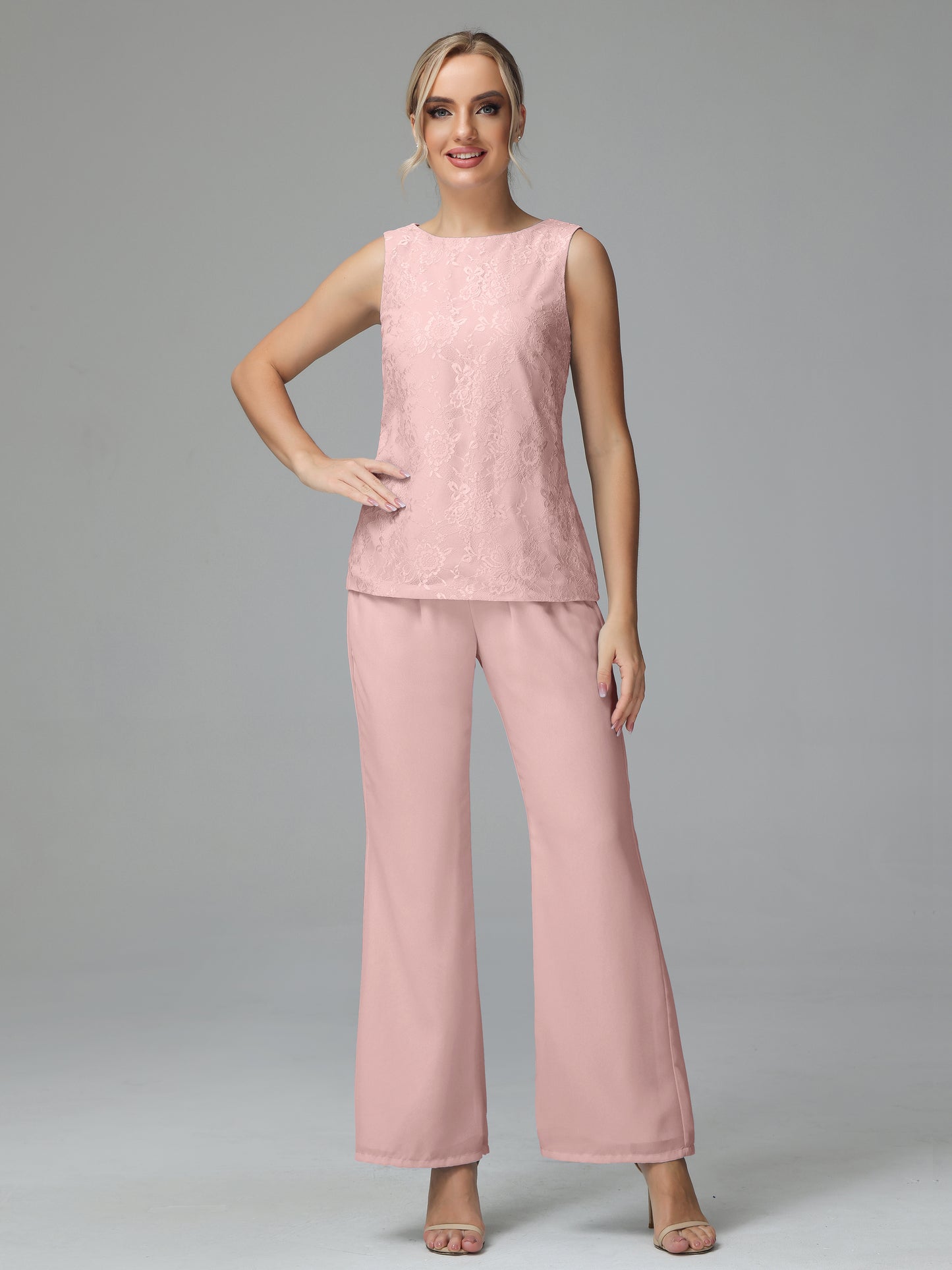 Long Sleeves Chiffon Lace Mother Of The Bride Dress Pants Suits