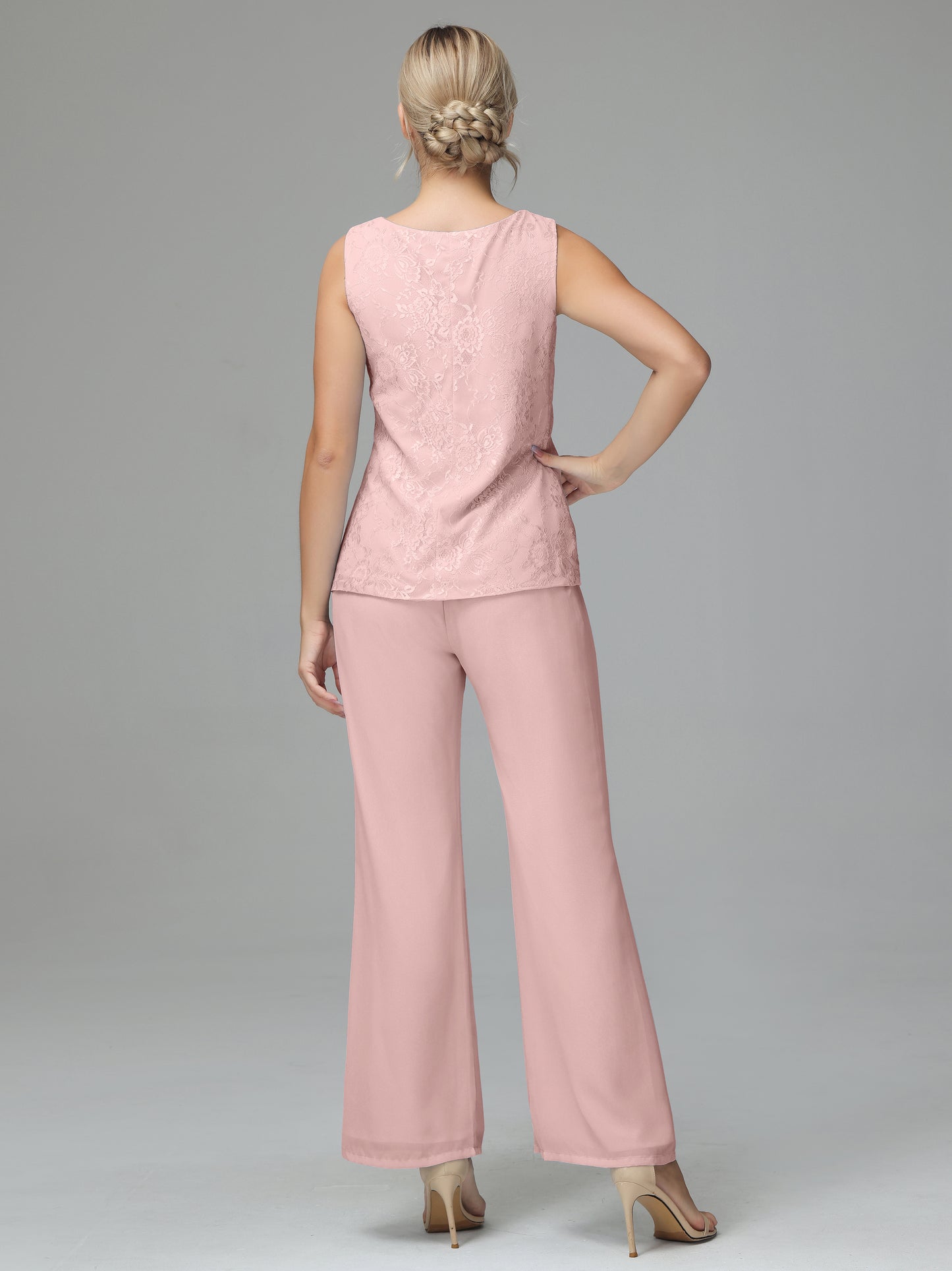 Long Sleeves Chiffon Lace Mother Of The Bride Dress Pants Suits