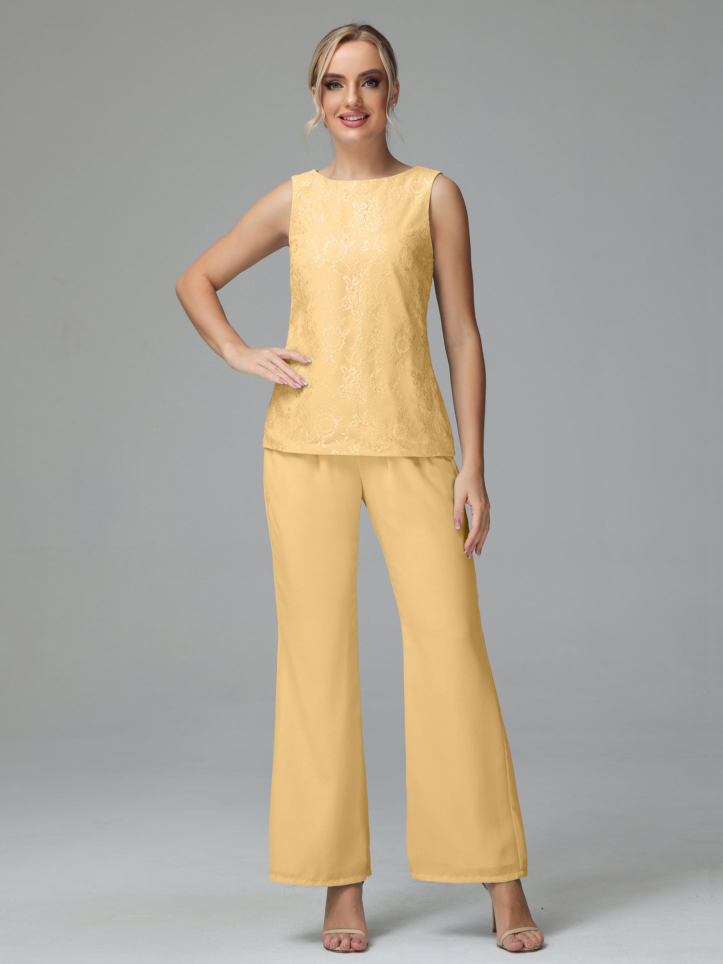 Long Sleeves Chiffon Lace Mother Of The Bride Dress Pants Suits