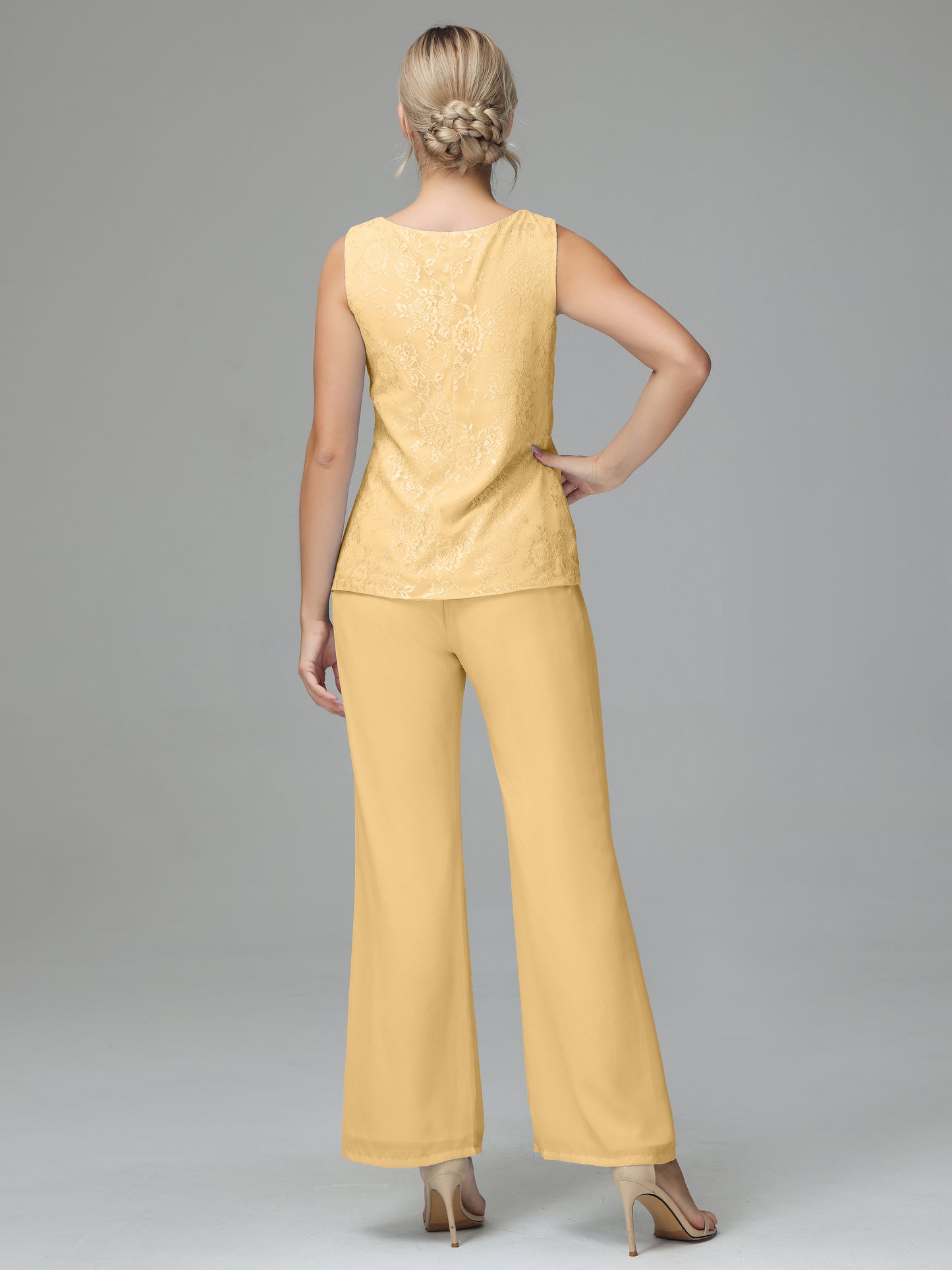 Long Sleeves Chiffon Lace Mother Of The Bride Dress Pants Suits